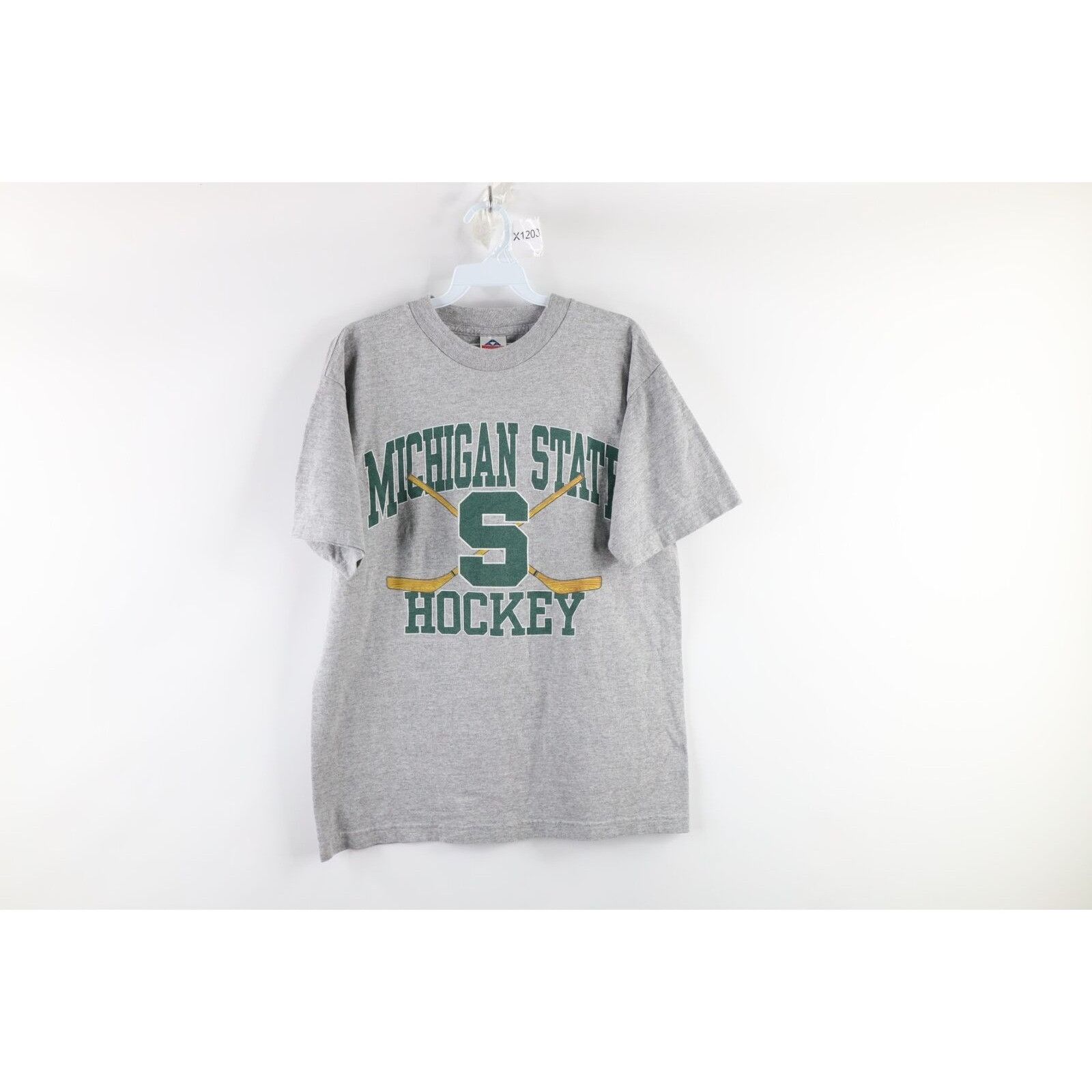 Vintage Vintage 90s Michigan State University Hockey T-Shirt Size US M / EU 48-50 / 2 - 1 Thumbnail