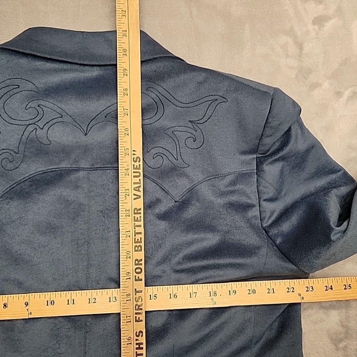 Vintage VINTAGE Phoenix Western Apparel Blazer Mens 44R Blue Faux Suede Soft Western Sport Coat Size 44R - 6 Thumbnail