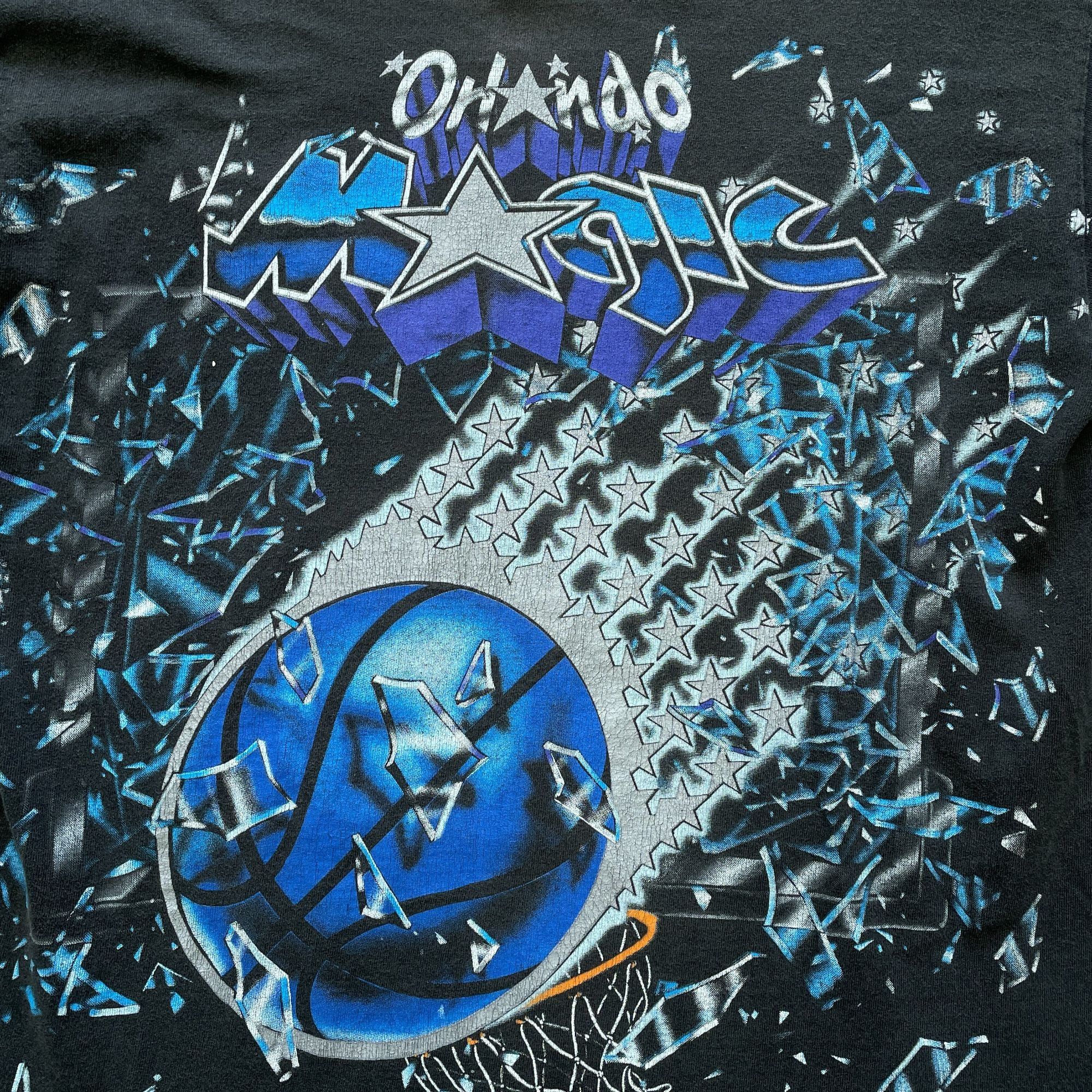 Vintage Orlando Magic Shattered Backboard Large Print Faded Black T- Size US L / EU 52-54 / 3 - 2 Thumbnail