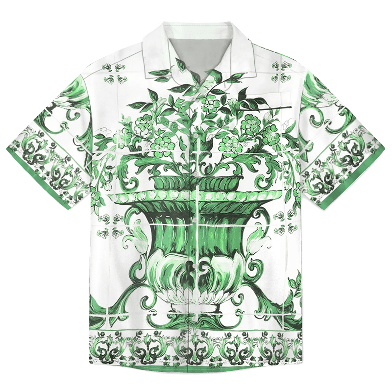 The Unbranded Brand Twill Shirt with Majolica Print | Ornamental Craft Size US M / EU 48-50 / 2 - 3 Thumbnail