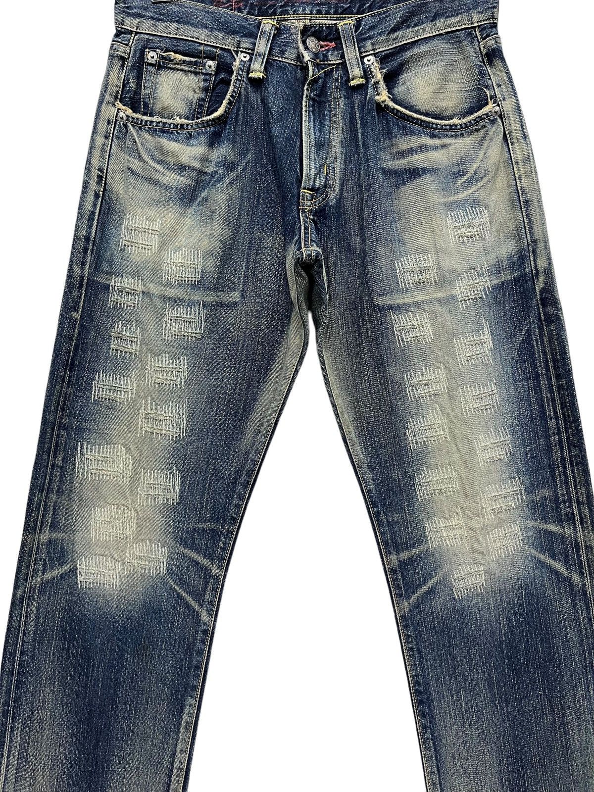 Edwin FYE🔥Vintage EDWIN 504 Japan Grunge ZigZag Distressed Denim Size US 30 / EU 46 - 8 Thumbnail