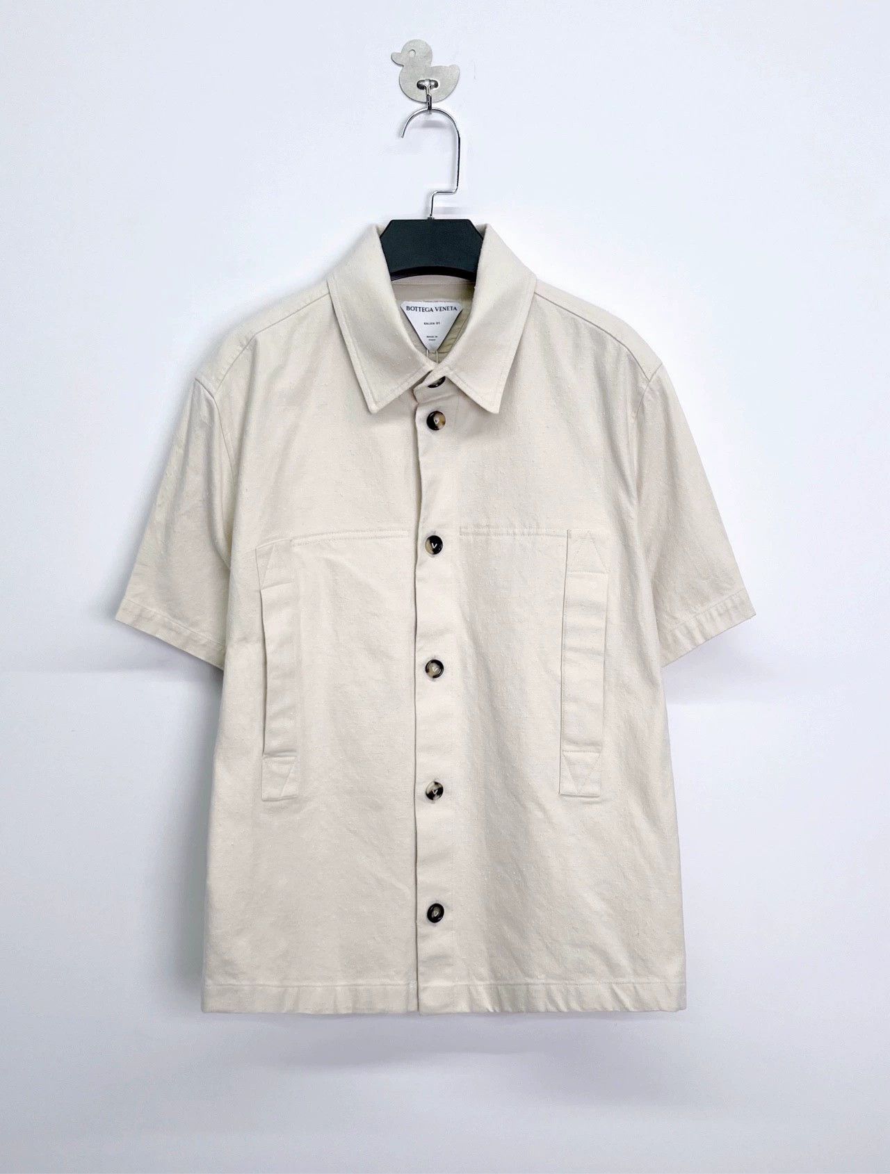 Bottega Veneta Bottega Veneta Beige Linen Short Sleeve Shirt Size L / US 10 / IT 46 - 1 Thumbnail