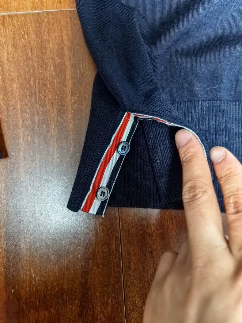 Thom Browne Thom Browne size4 A striped wool sweater with a ribbon on t Size US XL / EU 56 / 4 - 5 Thumbnail