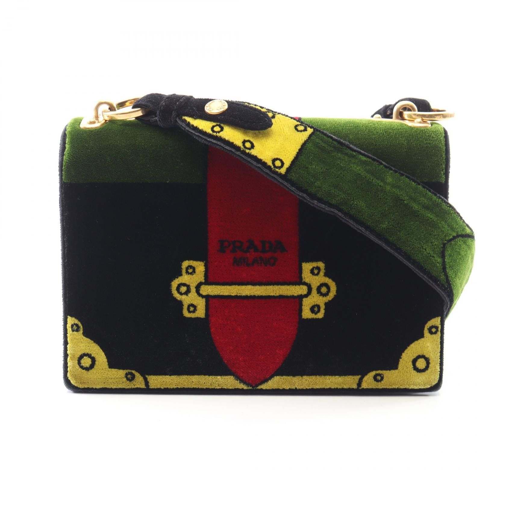 Prada Prada Prada Cahier Fabric Shoulder Bag Textile Shoulder Bag 1BD075 DUTY FREE for USA Size ONE SIZE - 1 Thumbnail