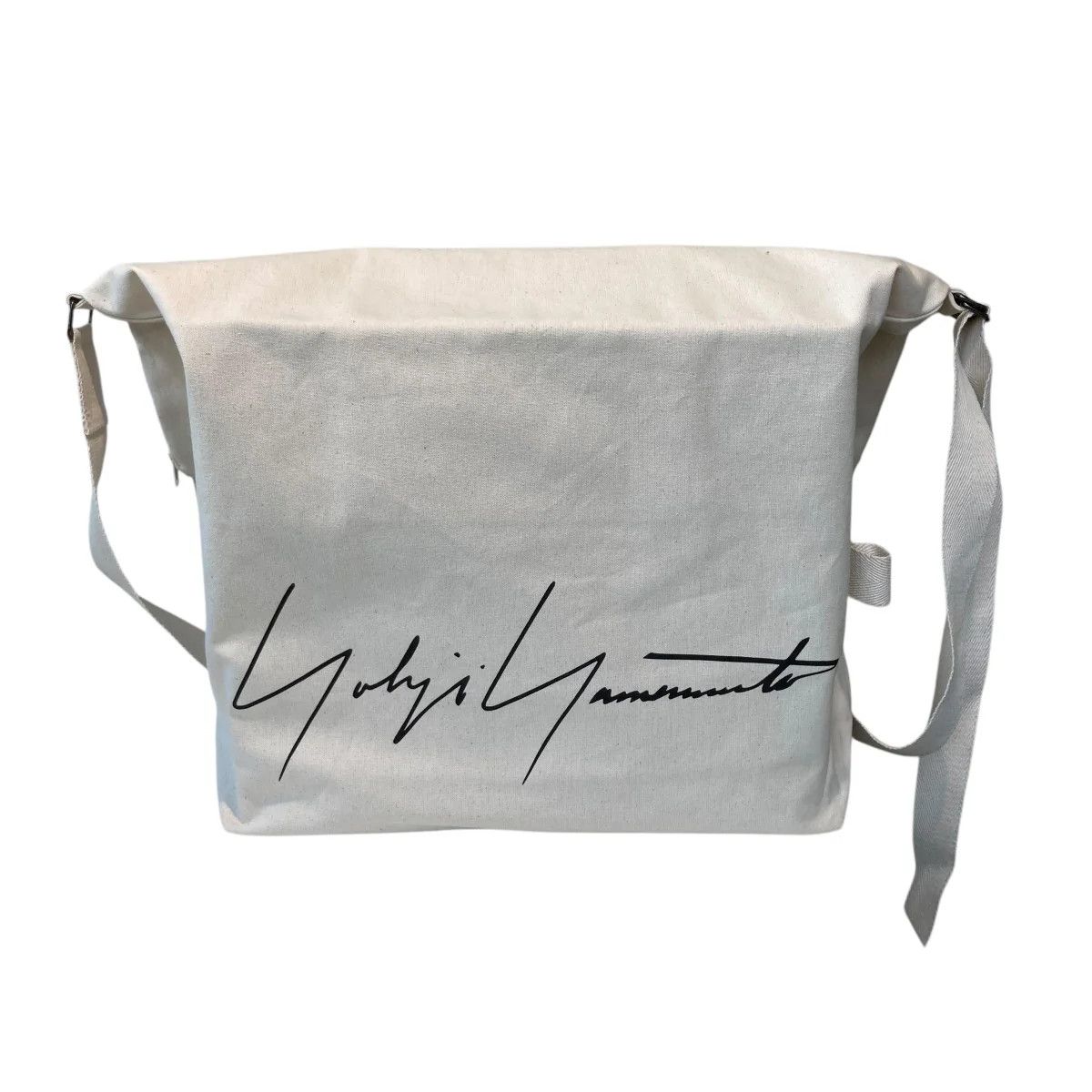 Yohji Yamamoto Pour Homme Signature Logo Canvas Shoulder Bag in White, Men's