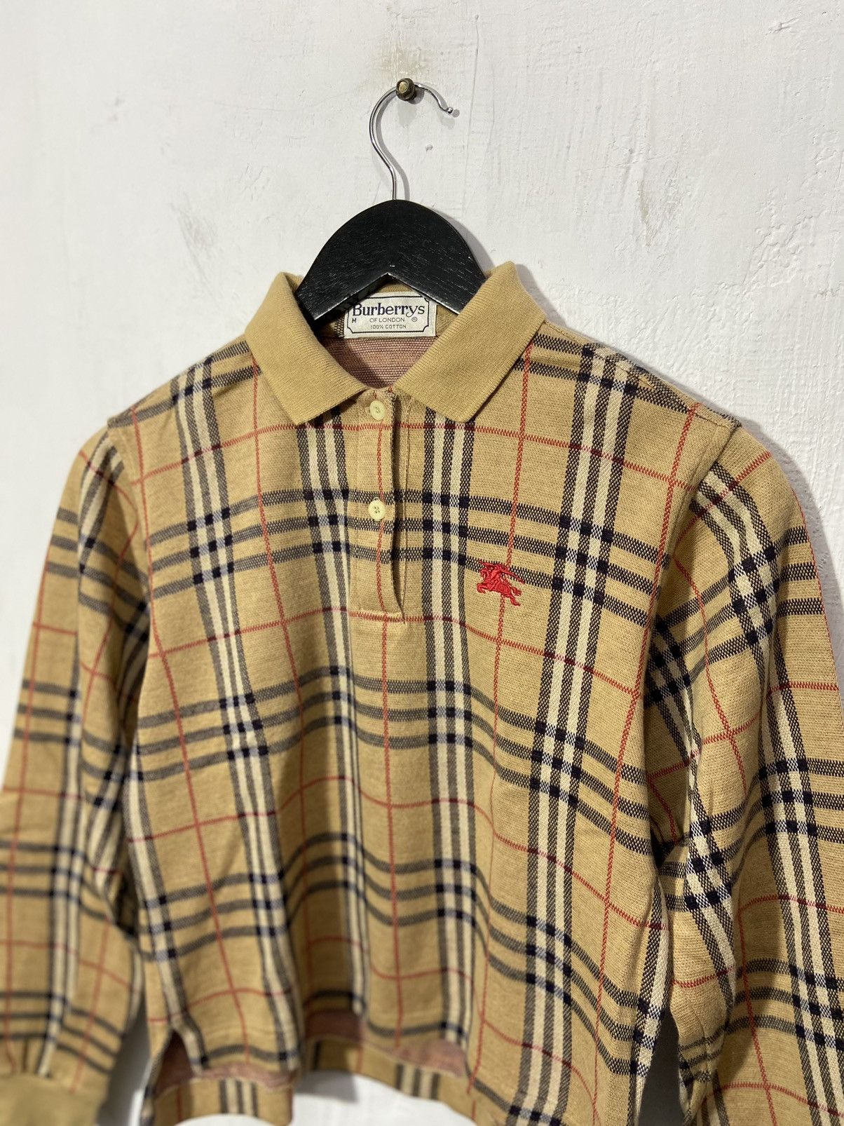 Burberry × Vintage Burberrys Nova Check Polo Shirt Long Sleeve Size M / US 6-8 / IT 42-44 - 2 Thumbnail