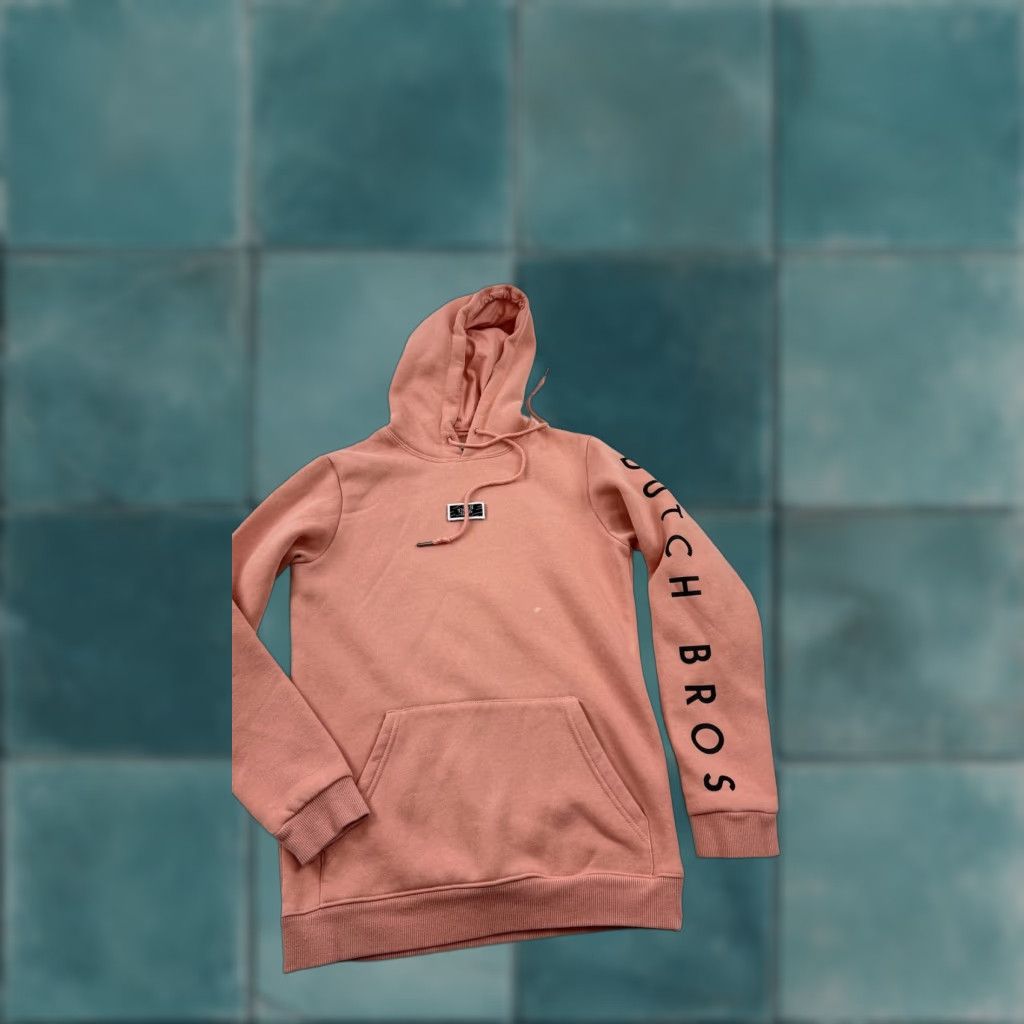 Pinko Dutch Bros Hoodie Sweatshirt Womens Small Pink 100% Cotton Graphic Pullover Hooded Pocket Crew Neck Logo Patch 90s? Size S / US 4 / IT 40 - 1 Thumbnail