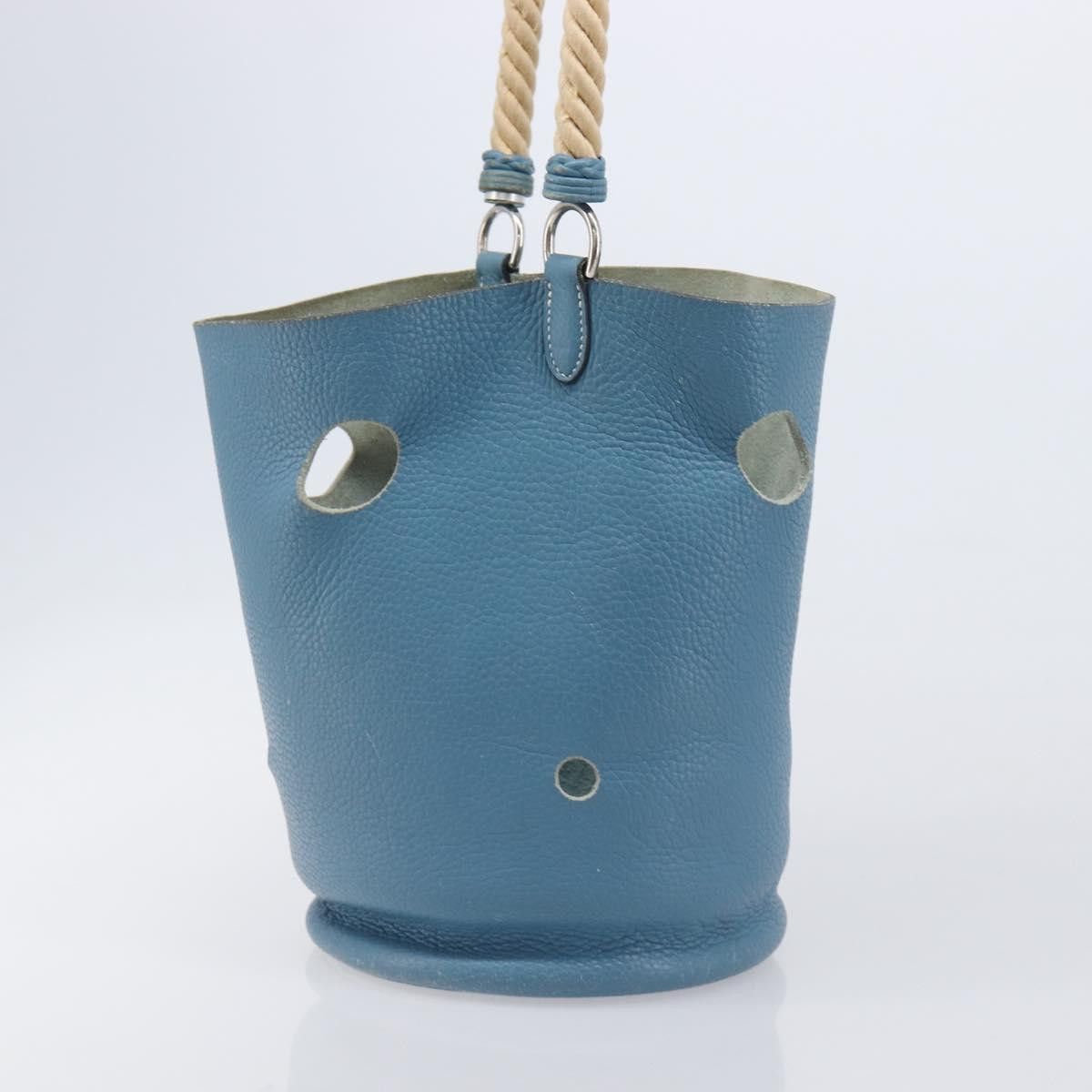 Hermes HERMES Manjoire Shoulder Bag Leather Light Blue Silver Auth Size ONE SIZE - 5 Thumbnail