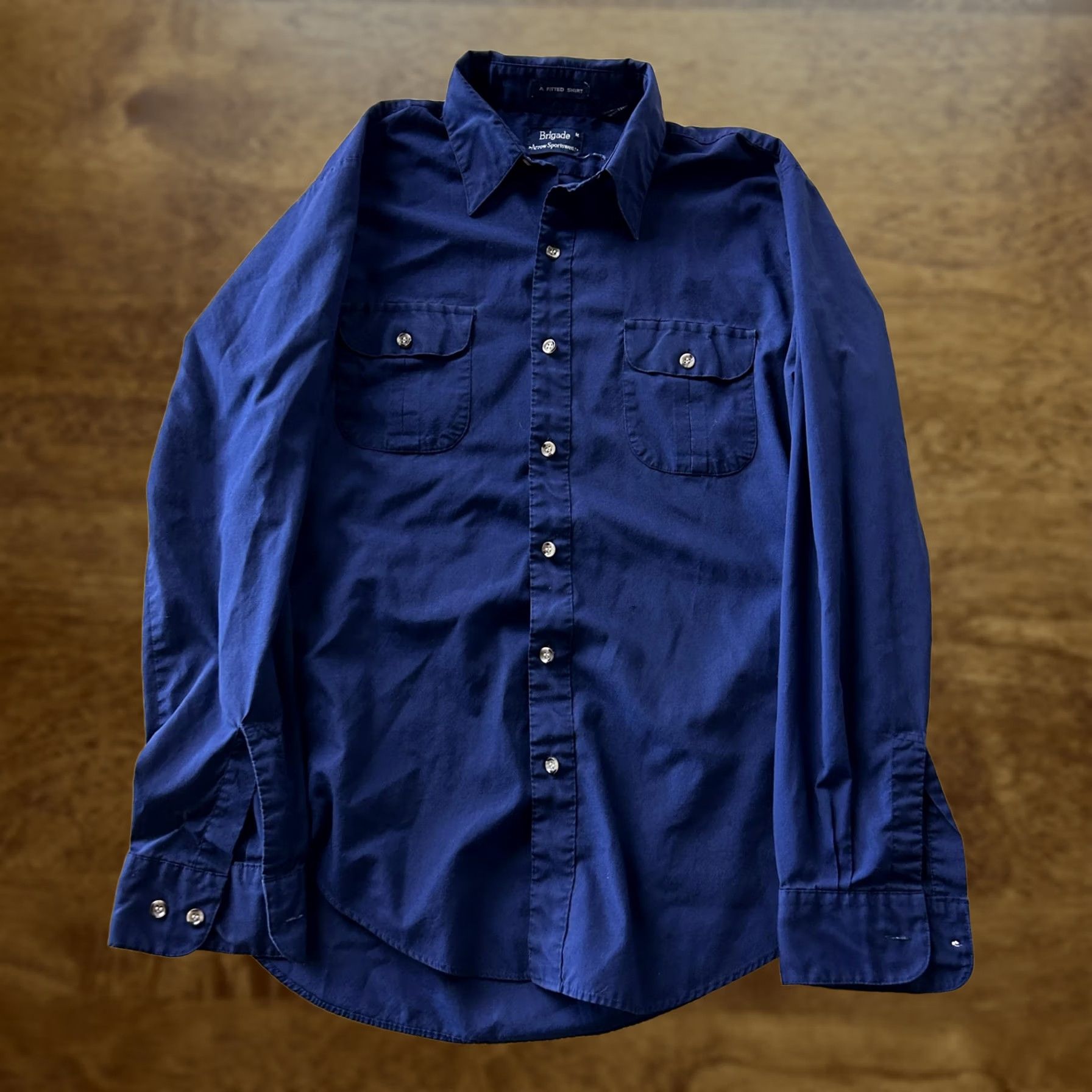 Arrow VINTAGE Brigade Arrow Sportswear Shirt Mens Medium Blue Long Sleeve Button Up Size US M / EU 48-50 / 2 - 1 Thumbnail