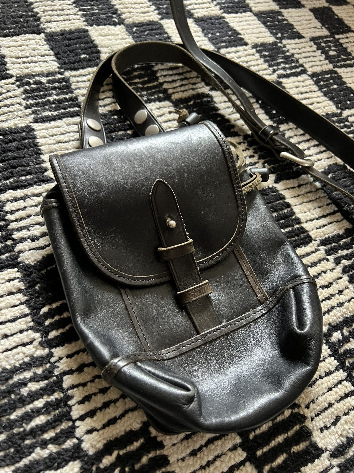 Y's × Yohji Yamamoto 2004 Black Leather Bag Size ONE SIZE - 2 Thumbnail