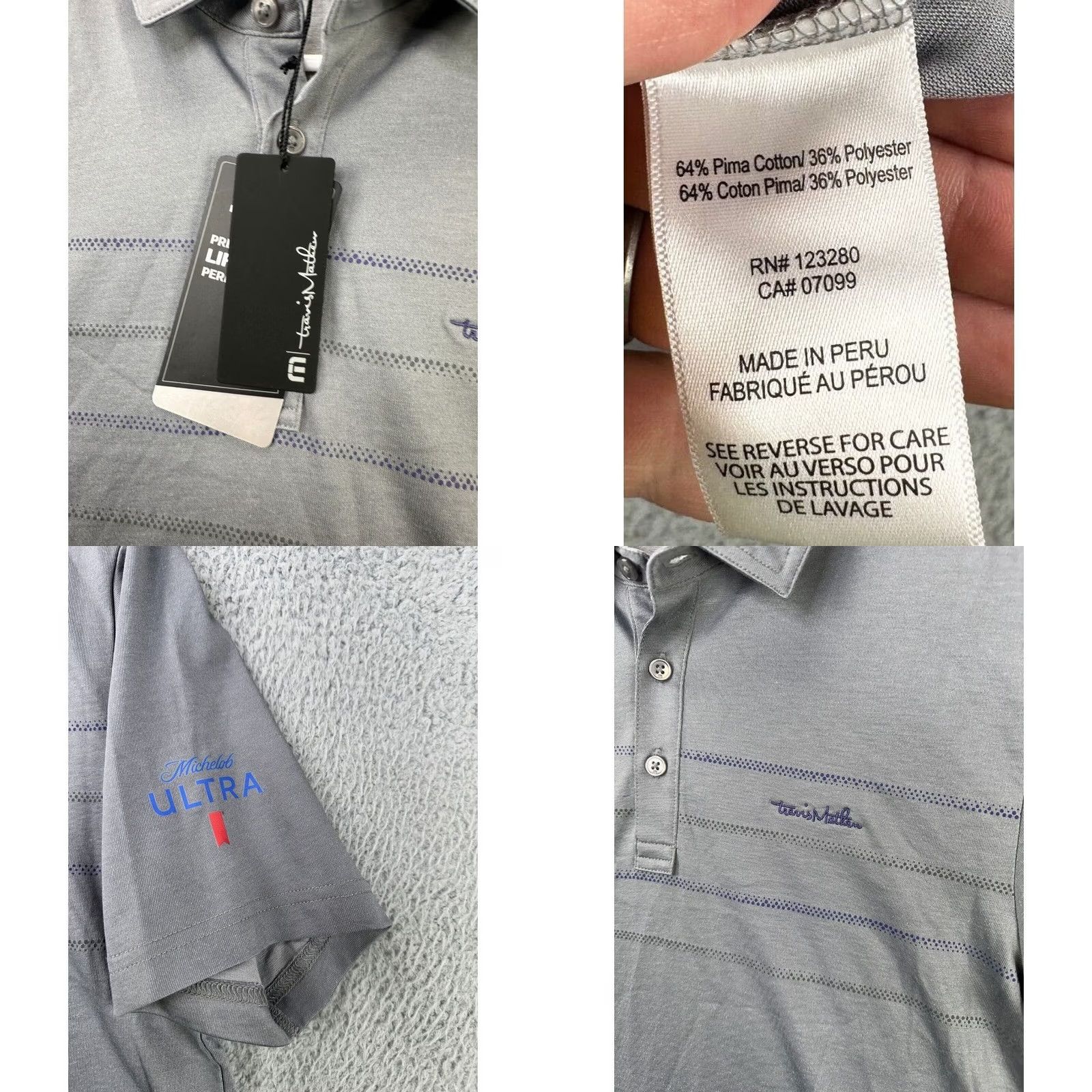TravisMathew Travis Mathew Polo Shirt Mens Small River Rafter Grey Michelob Ultra Golf NEW Size US S / EU 44-46 / 1 - 8 Thumbnail