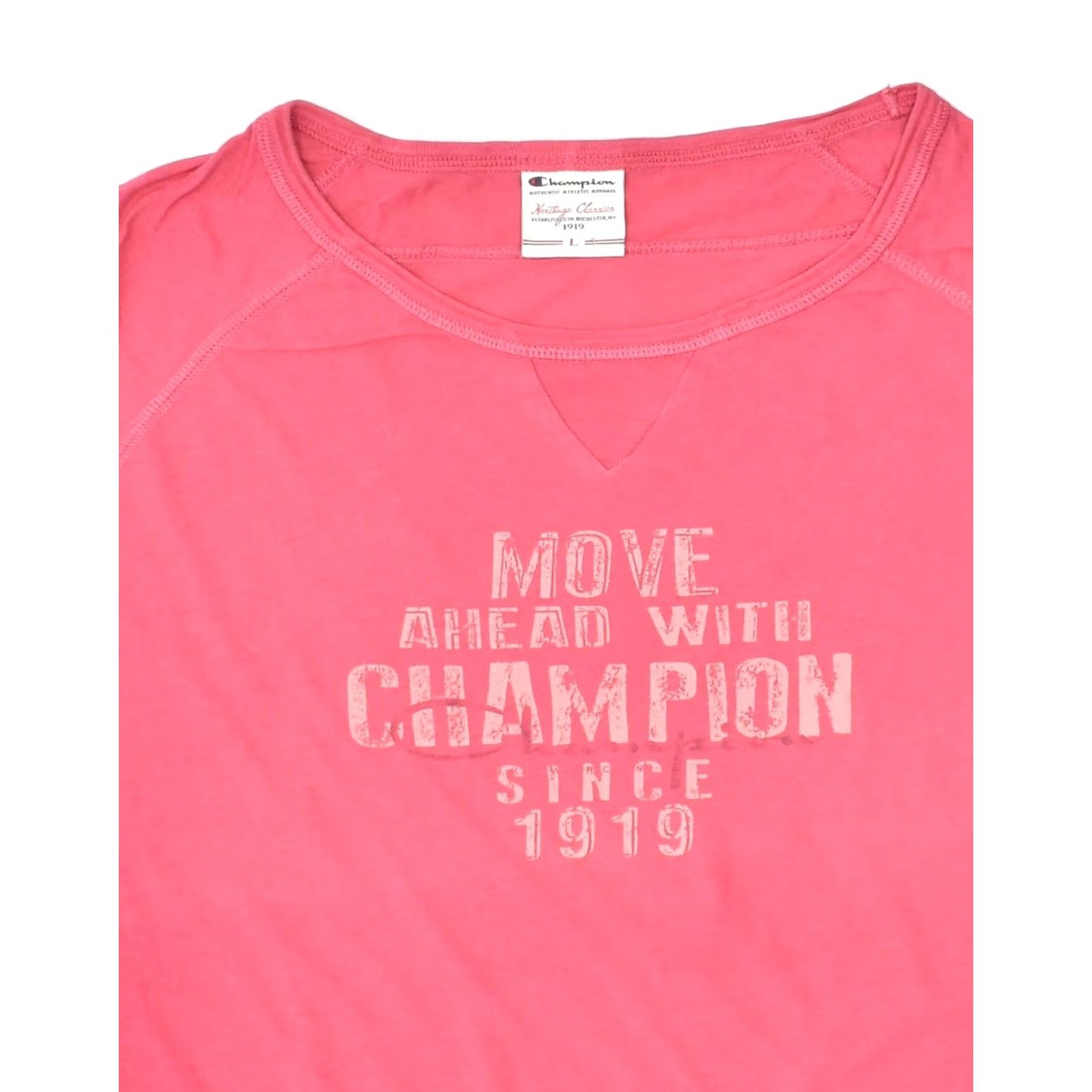Champion CHAMPION Womens T-Shirt Top L Pink Cotton Graphic Size L / US 10 / IT 46 - 3 Thumbnail
