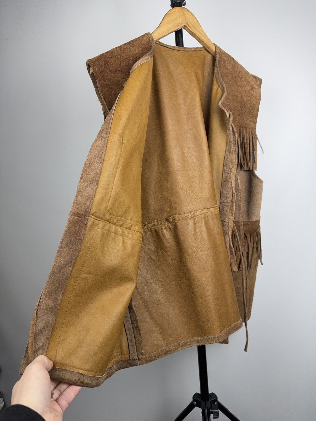 Genuine Leather Vintage Cowboy USA Suede Fringe Vest Western Boho Leather Size US M / EU 48-50 / 2 - 11 Thumbnail