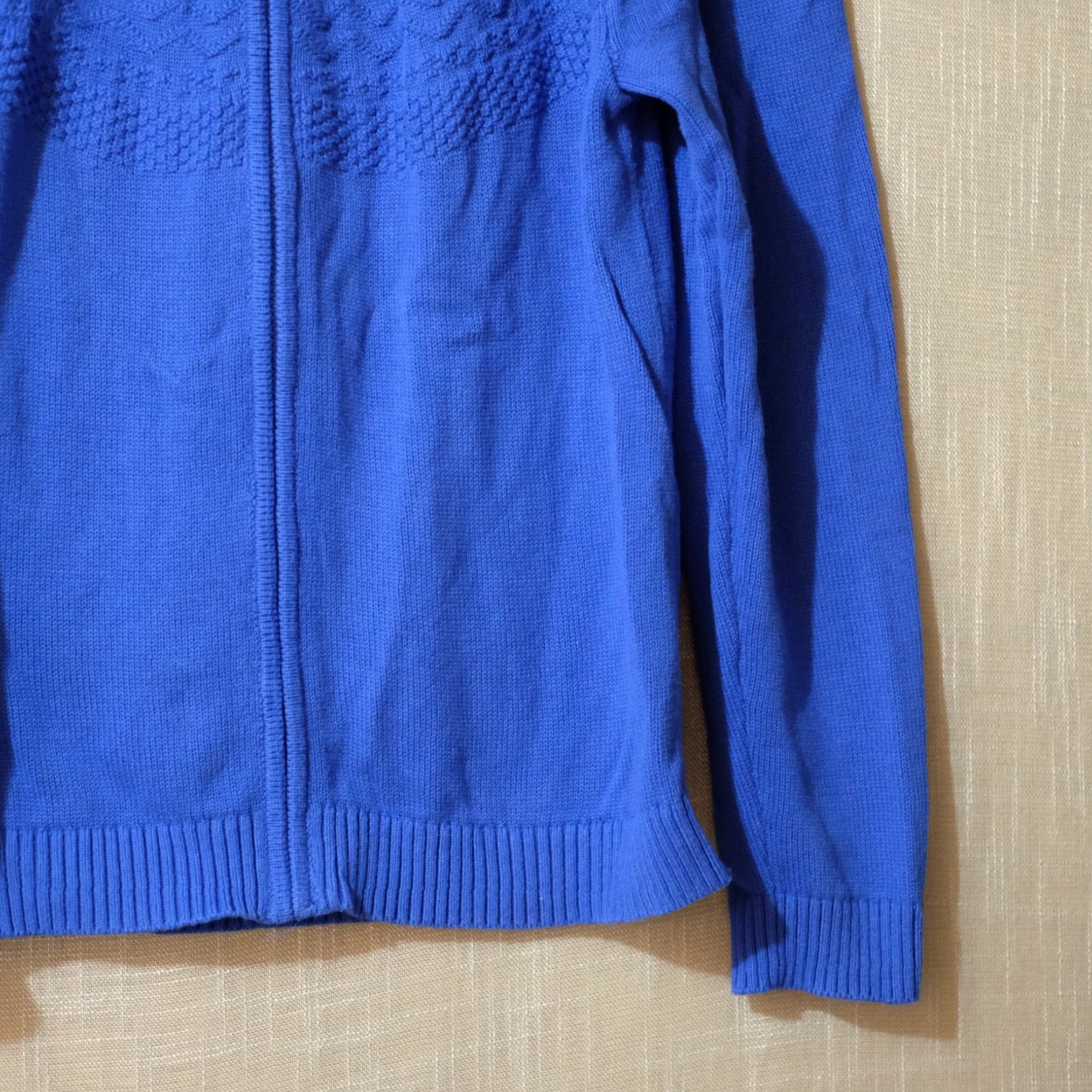 Vintage Christopher & Banks Zip Up Sweater Women's L Royal Blue Knit Full Zip Lightweight 100% Cotton Casual Autumn Winter Fall Men's? Size L / US 10 / IT 46 - 4 Thumbnail