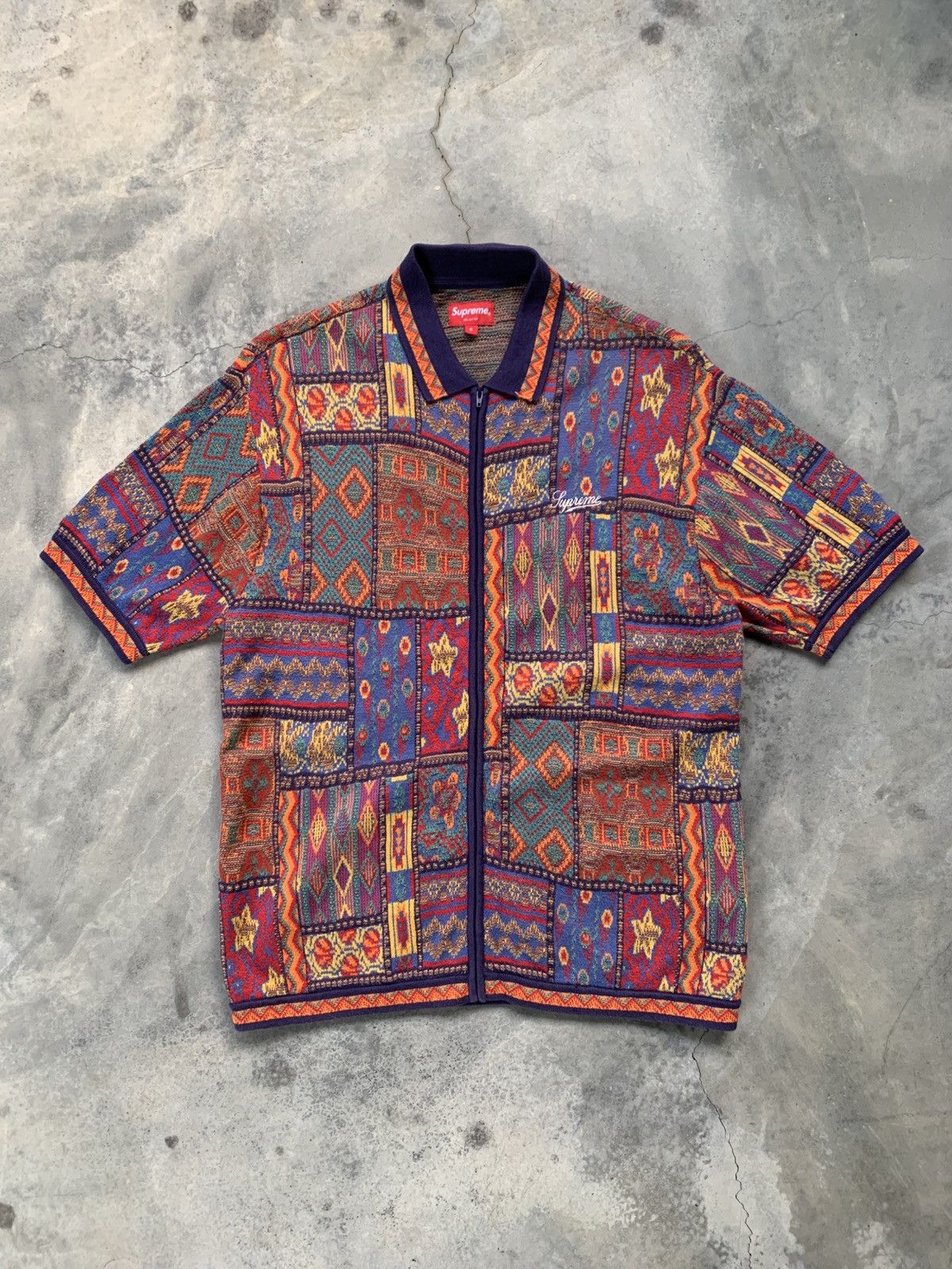 Supreme Zip Up Polo Sweater | Grailed