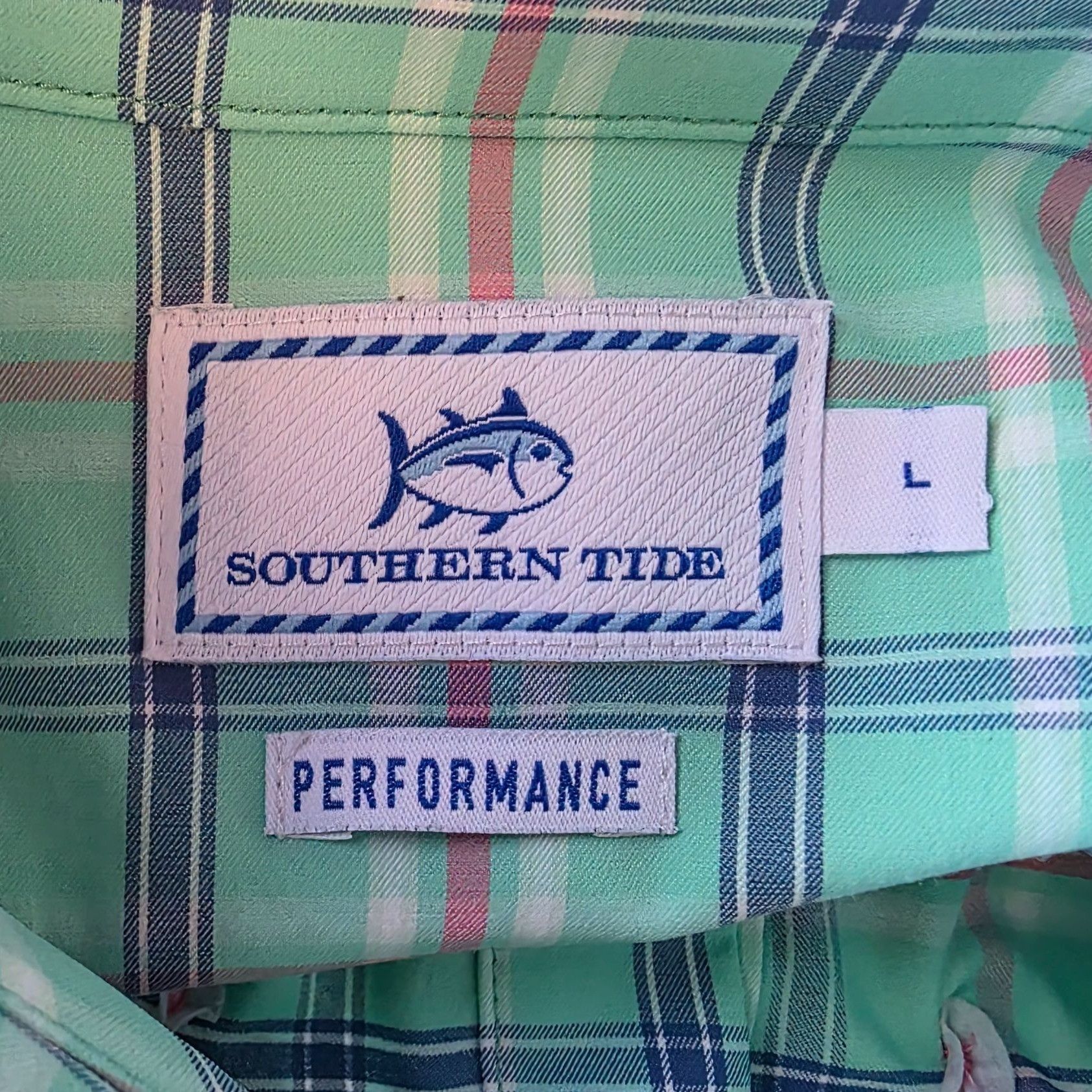 Southern Tide Southern Tide Performance Mens Large Shirt Nylon Plaid Paste Size US L / EU 52-54 / 3 - 6 Thumbnail