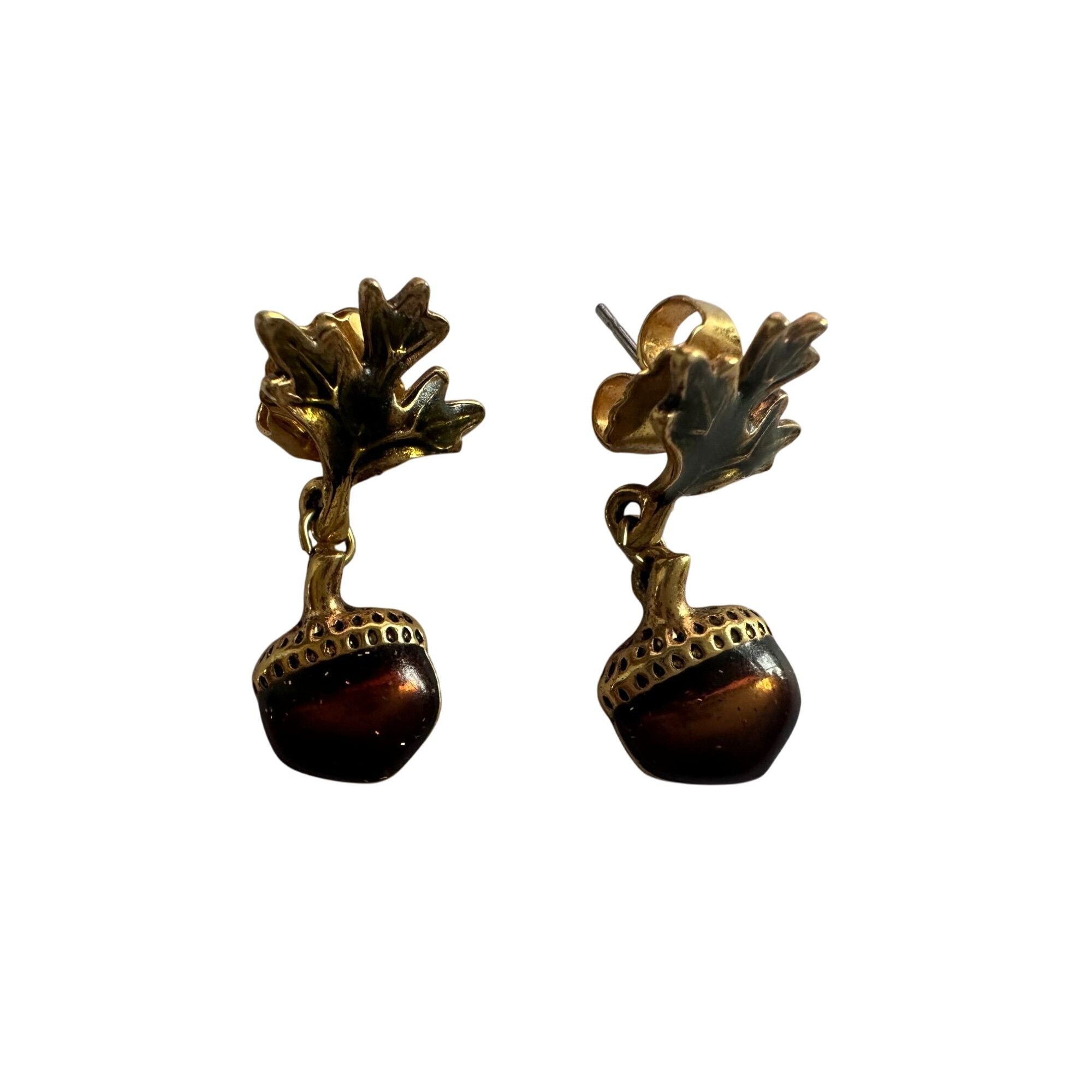 Other Vintage AVON Acorn and Leaf Gold Tone Dangle Drop Earrings Size ONE SIZE - 2 Thumbnail
