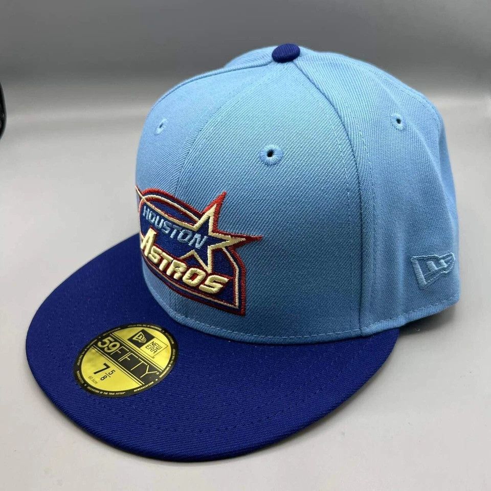 New Era Houston Astros Hat Men 7 5/8 59Fifty New Era MLB Fitted Cap Size ONE SIZE - 4 Thumbnail