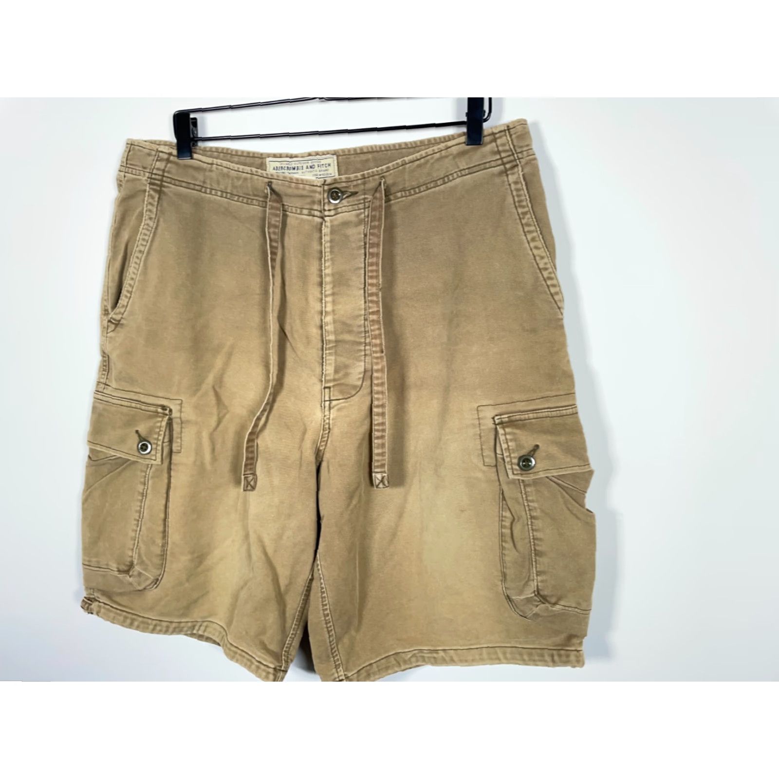 Abercrombie & Fitch VINTAGE Abercrombie & Fitch Cargo Shorts Men L Beige 36 x 10 Button Fly Fatigues Size US 33 - 4 Thumbnail