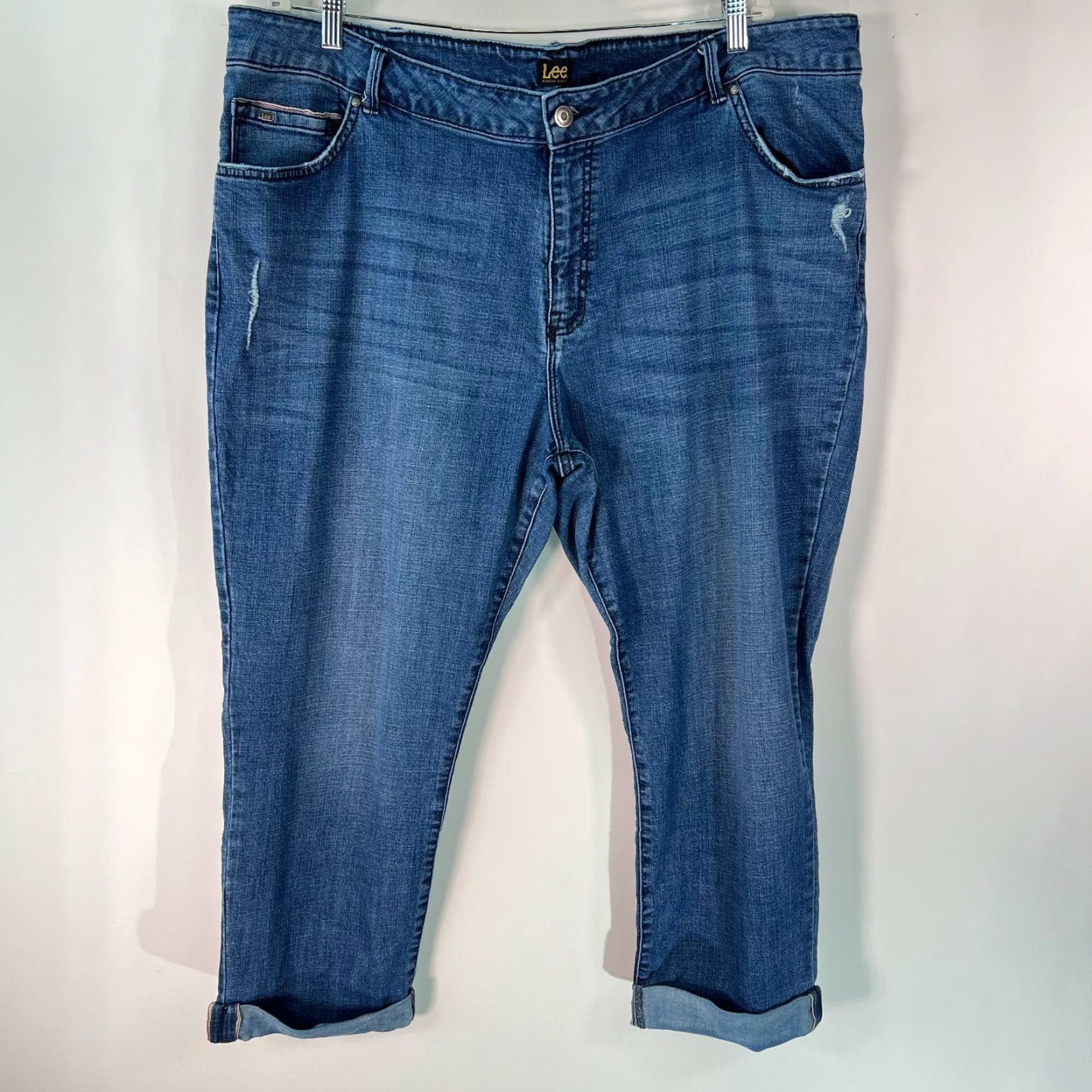 Lee Lee Jeans Women 24W Mid Rise Cuffed Cropped Blue Denim Modern Series Medium Size 42" / US 20 - 2 Thumbnail