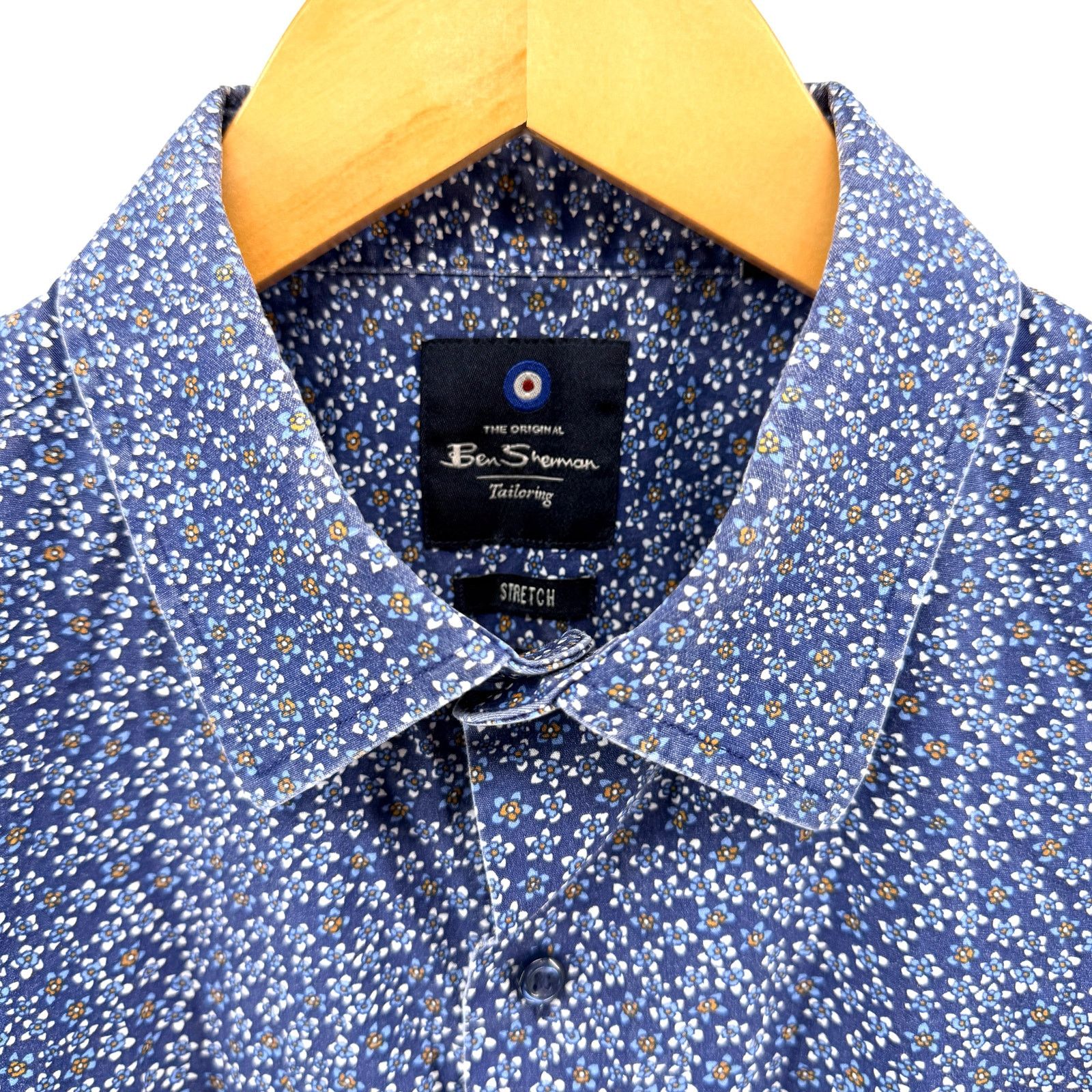 Ben Sherman Blue Floral Stretch Tailored Long Sleeve Button Down Shirt Size US L / EU 52-54 / 3 - 2 Thumbnail