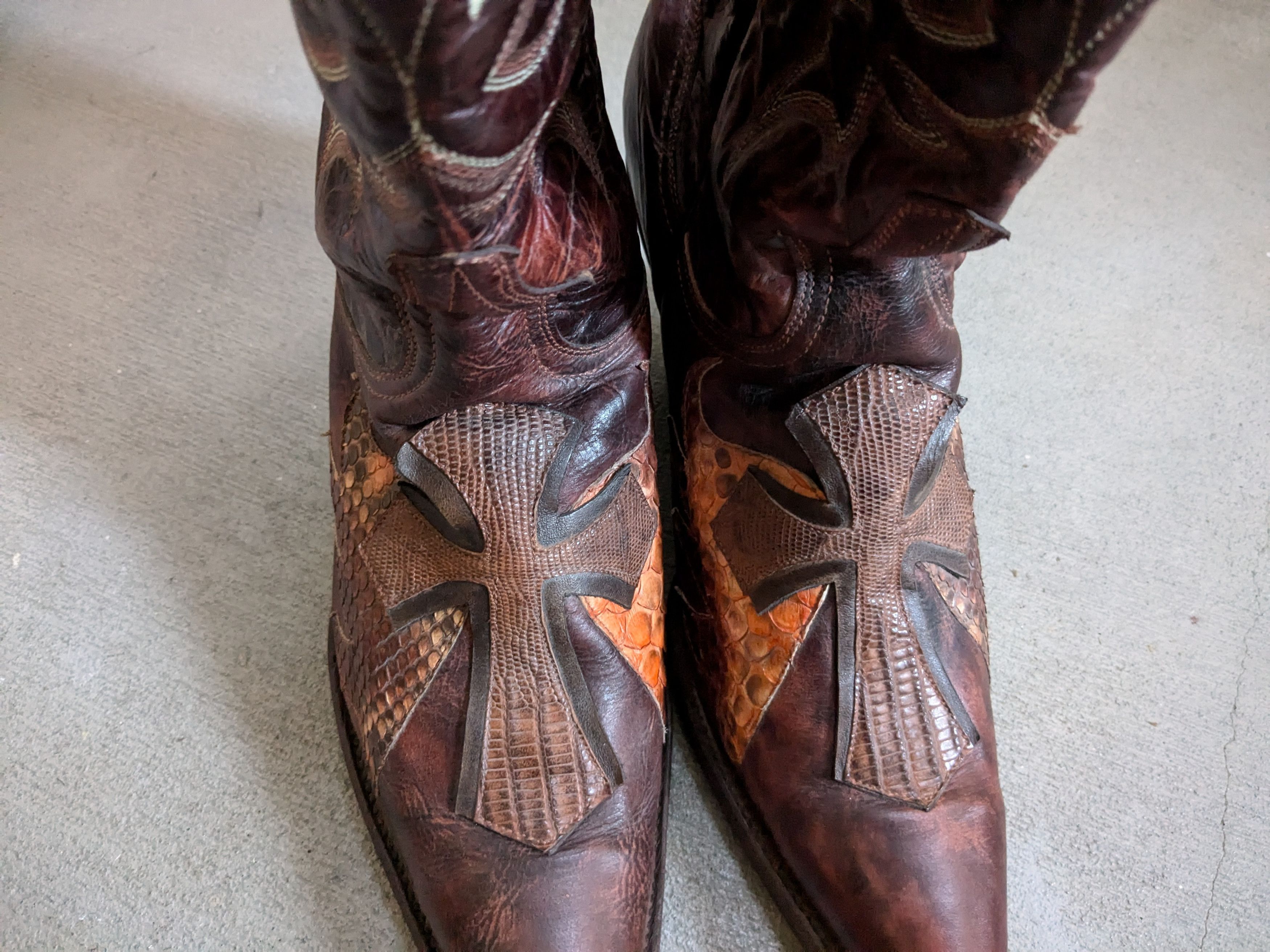 Genuine Leather × Vintage Stetson Cowboy Boots Brown Python Women 9 Snakeskin Size US 9 / EU 42 - 6 Thumbnail