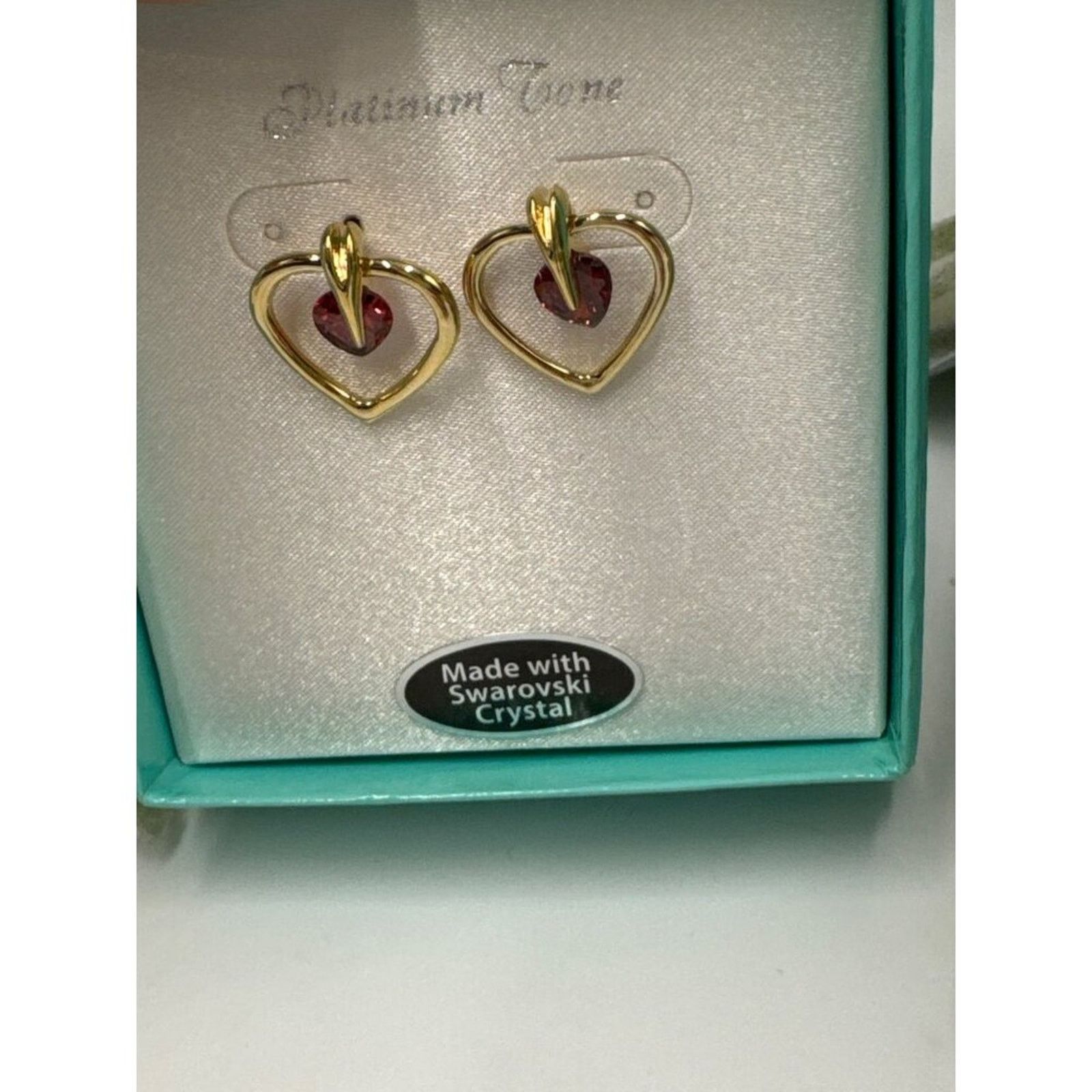 Swarovski Swarovski Pierced Earrings Gold Tone Heart Shape Faux Red Size ONE SIZE - 2 Thumbnail