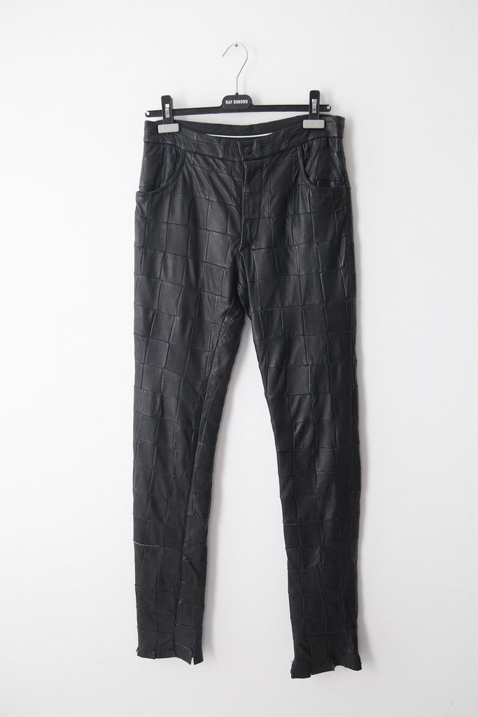 image of Raf Simons Ss99 Leather Patchwork Trousers in Black, Men's (Size 30)