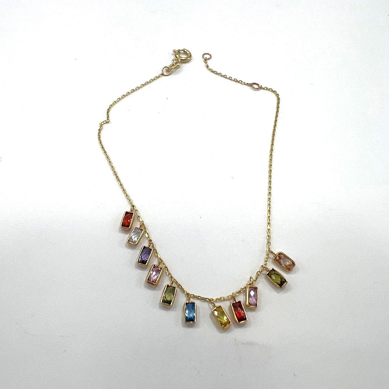 Other Elegant 14K gold bracelet adorned with vibrant multicolored Size ONE SIZE - 1 Thumbnail