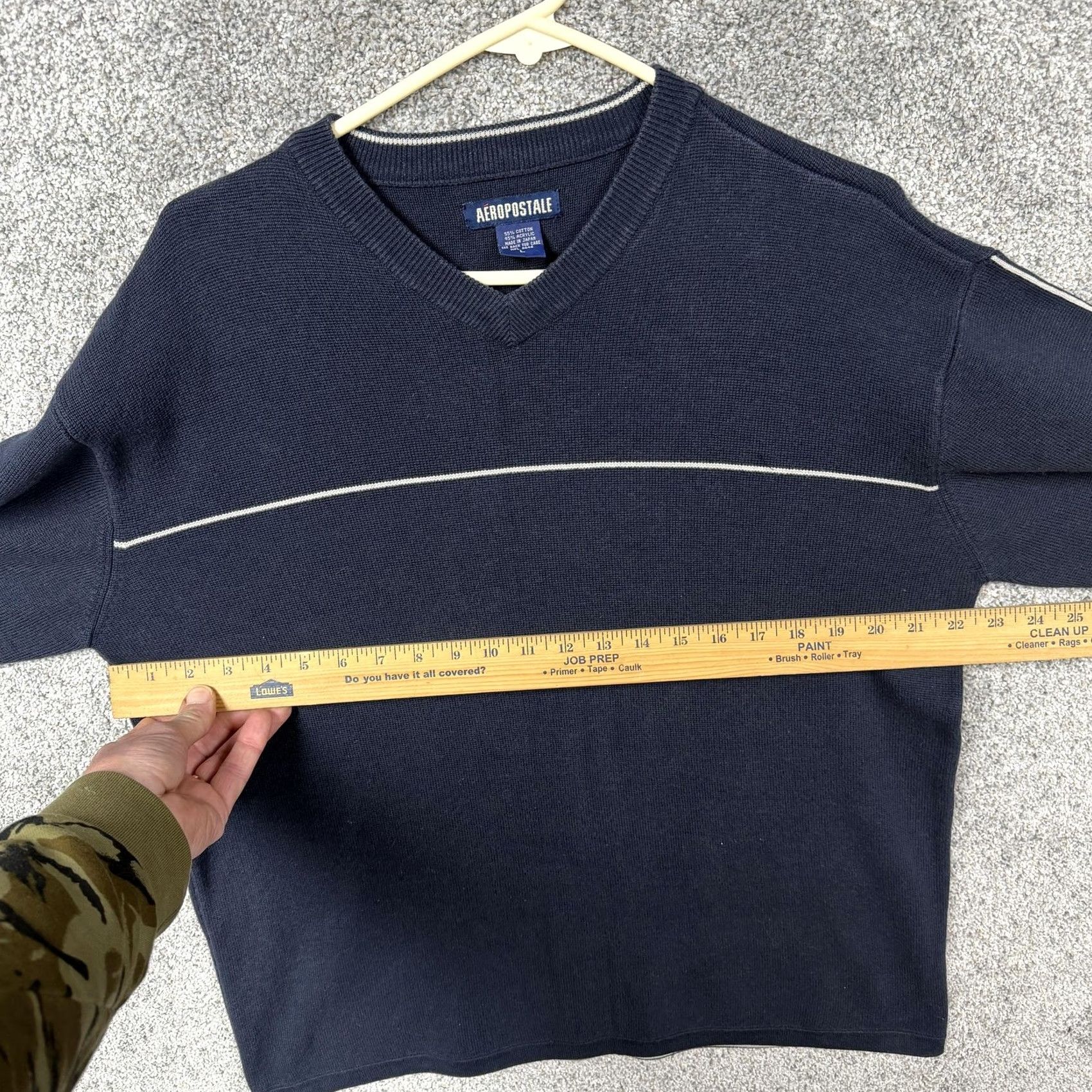 Aeropostale VINTAGE Aeropostale Sweater Mens L Blue V-Neck Striped Pullover 90s Preppy Grunge Knit Long Sleeve Winter Fall Casual Mens Size US L / EU 52-54 / 3 - 4 Thumbnail
