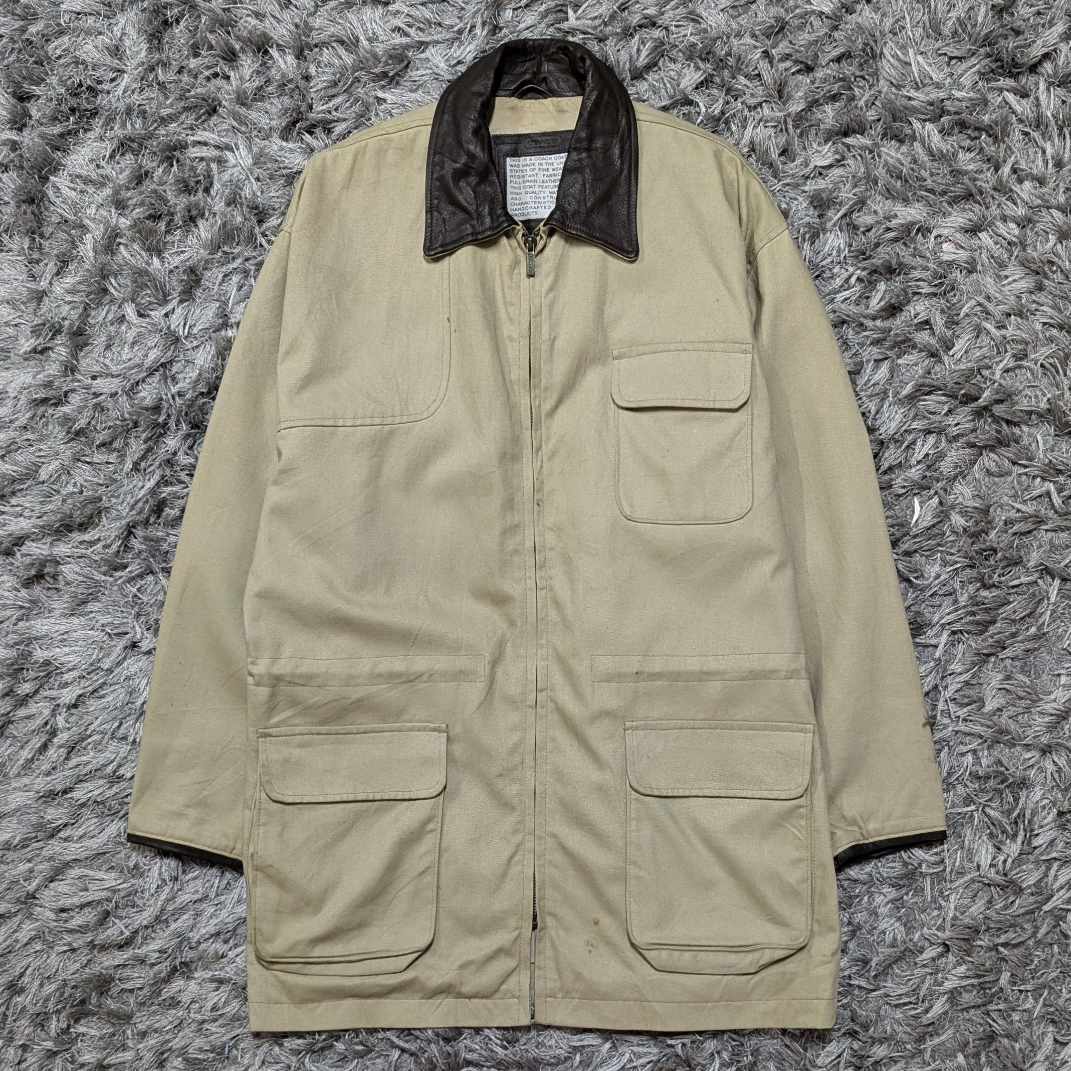 Coach Vintage Made In USA Coach Trim Leather Plain Zipper Jacket Size US S / EU 44-46 / 1 - 2 Thumbnail