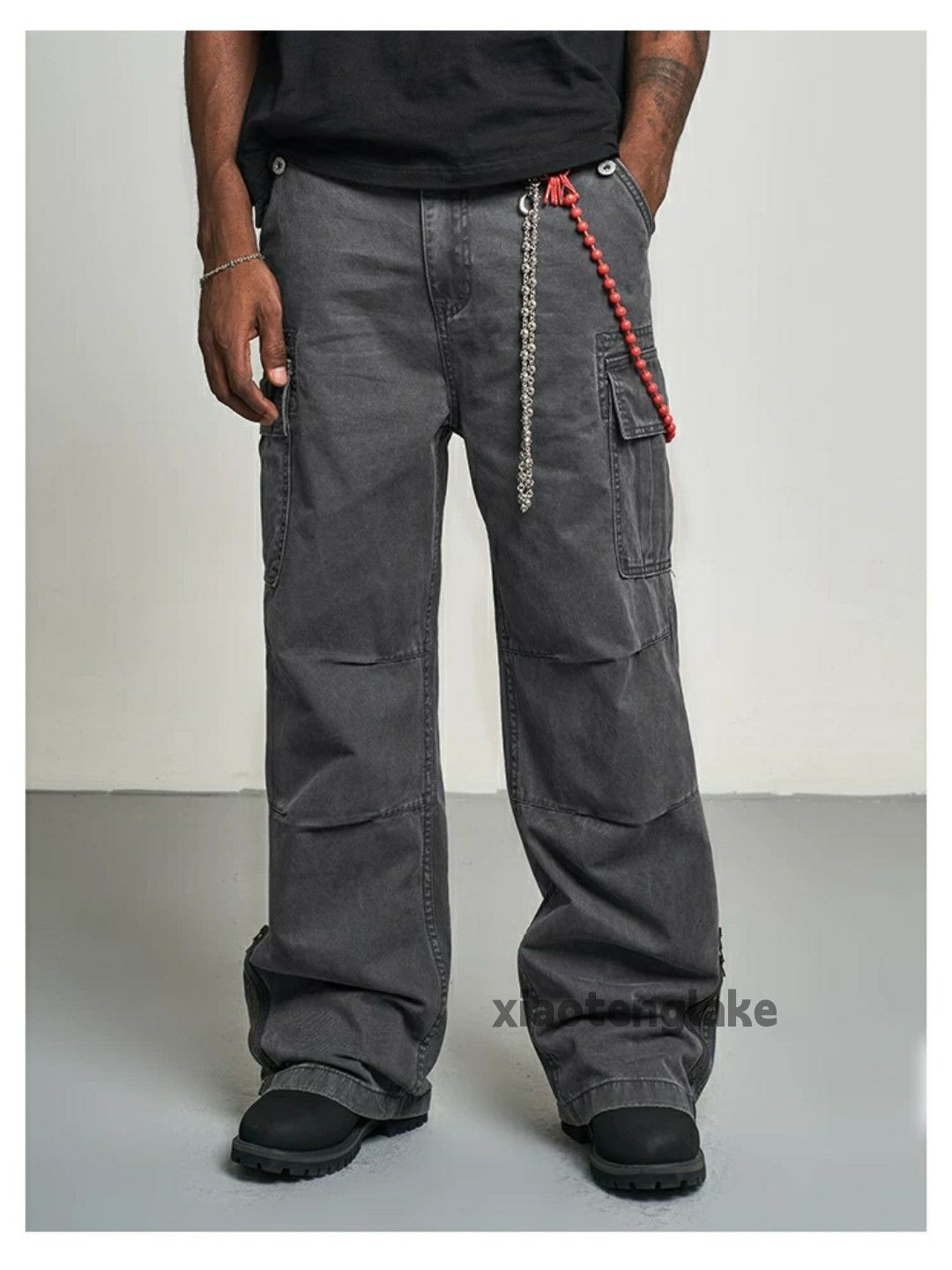 Designer × Vintage washed faded zipper carpenter cargo loose baggy pants Size US 28 / EU 44 - 2 Thumbnail