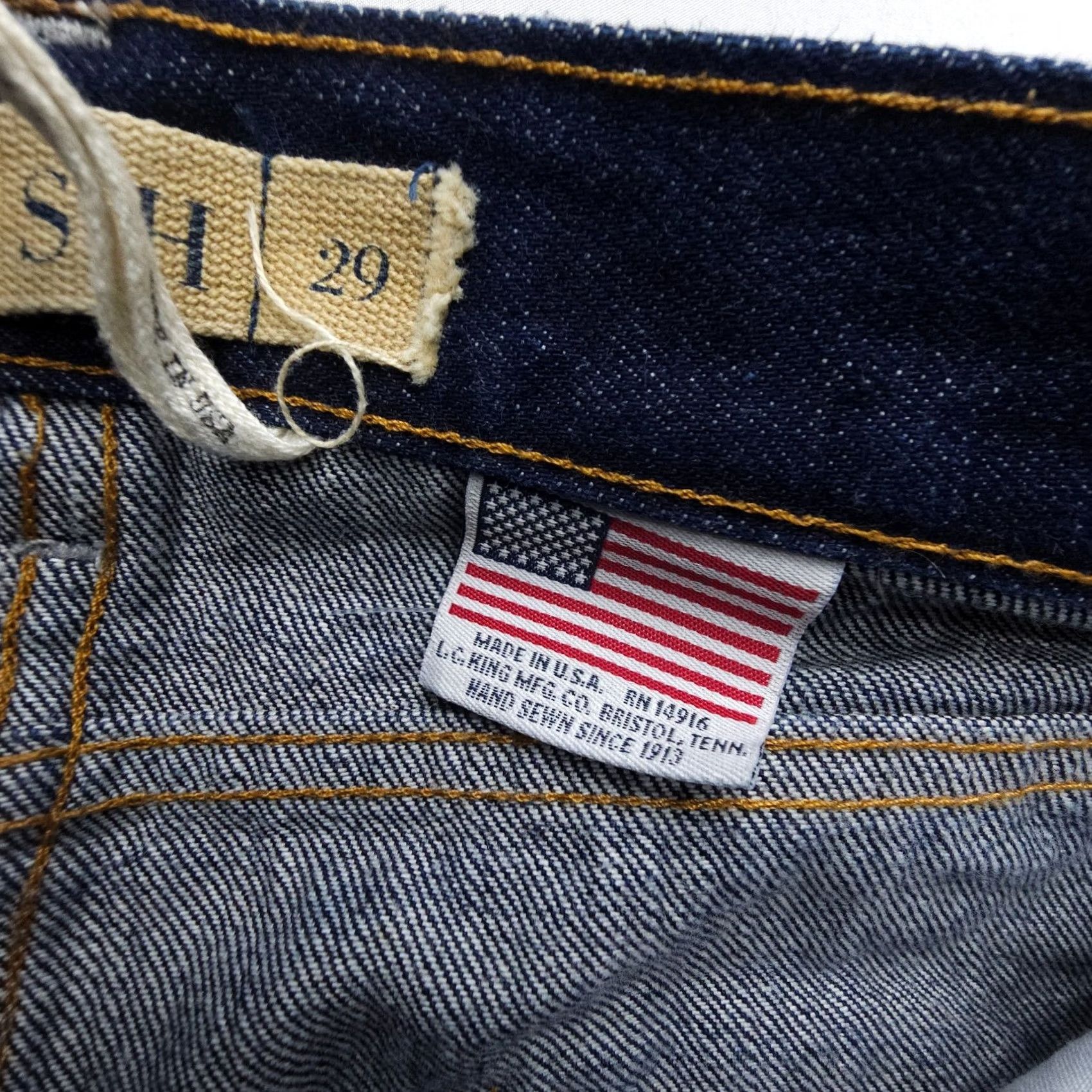 Denime Stash Jeans Adult 29 x 28" Dark Wash Raw Denim USA Made Slim Tapered 5-Pocket Blue Denim Men Regular 29in Inseam Jeans Size US 29 - 5 Thumbnail