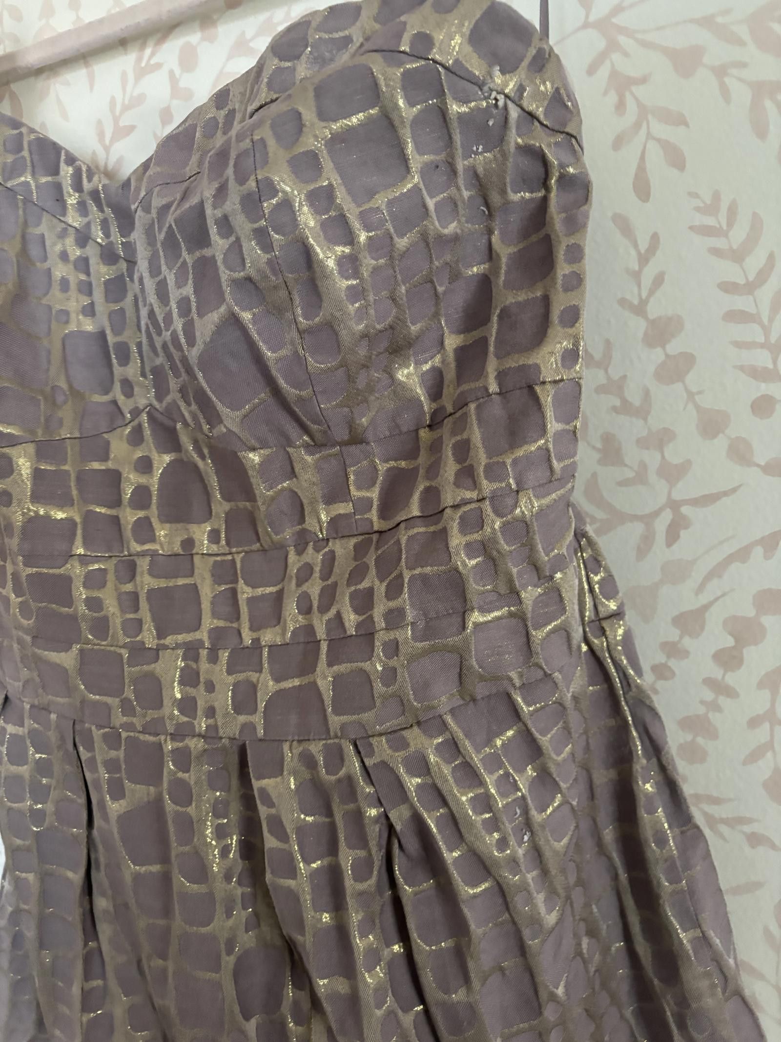American Eagle Outfitters NWOT AE Gold and Taupe Stylish Strapless Print Dress Size XL / US 12-14 / IT 48-50 - 6 Thumbnail