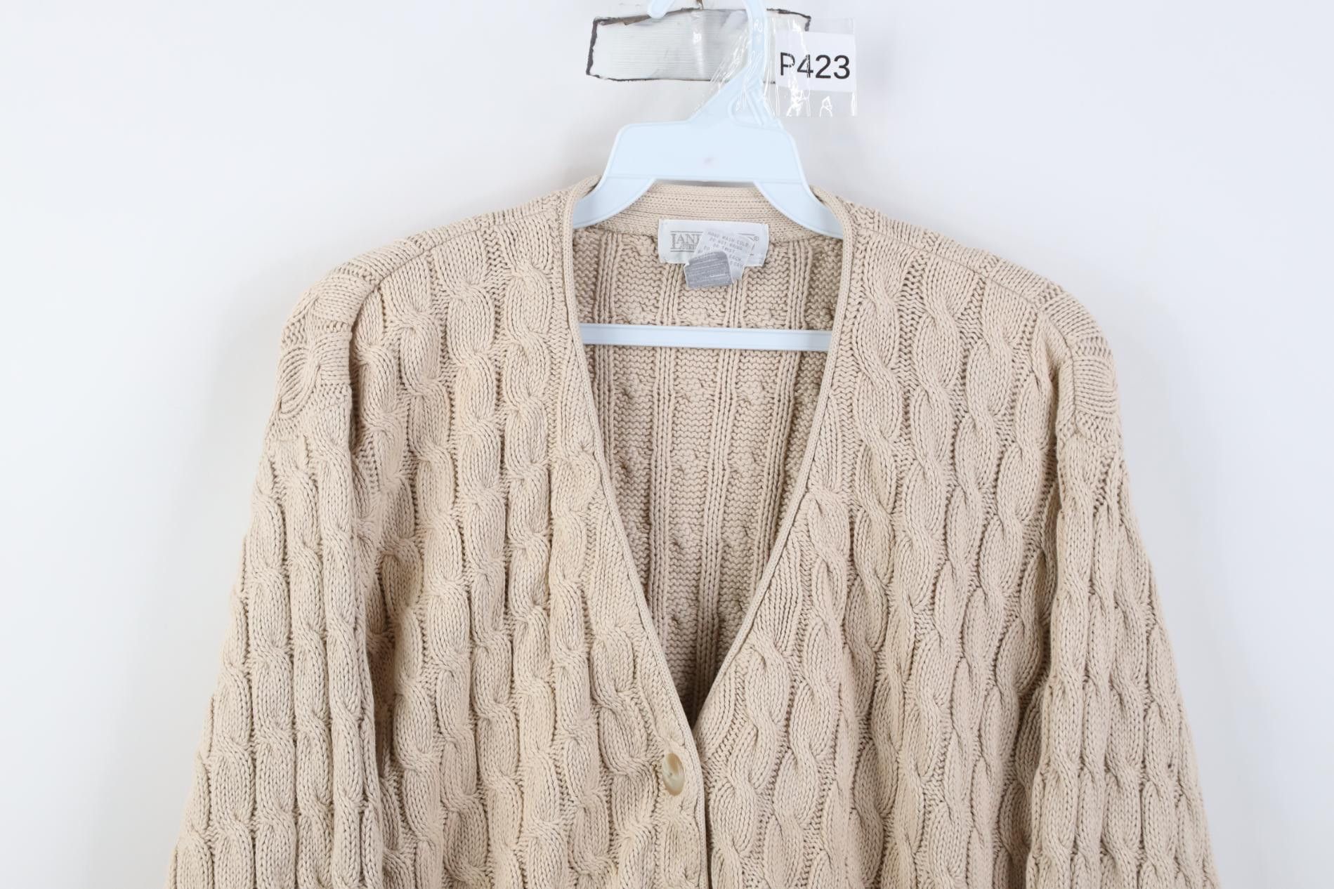 Lands' End Vintage 90s Lands End Cotton Cable Knit Cardigan Sweater Size S / US 4 / IT 40 - 2 Thumbnail