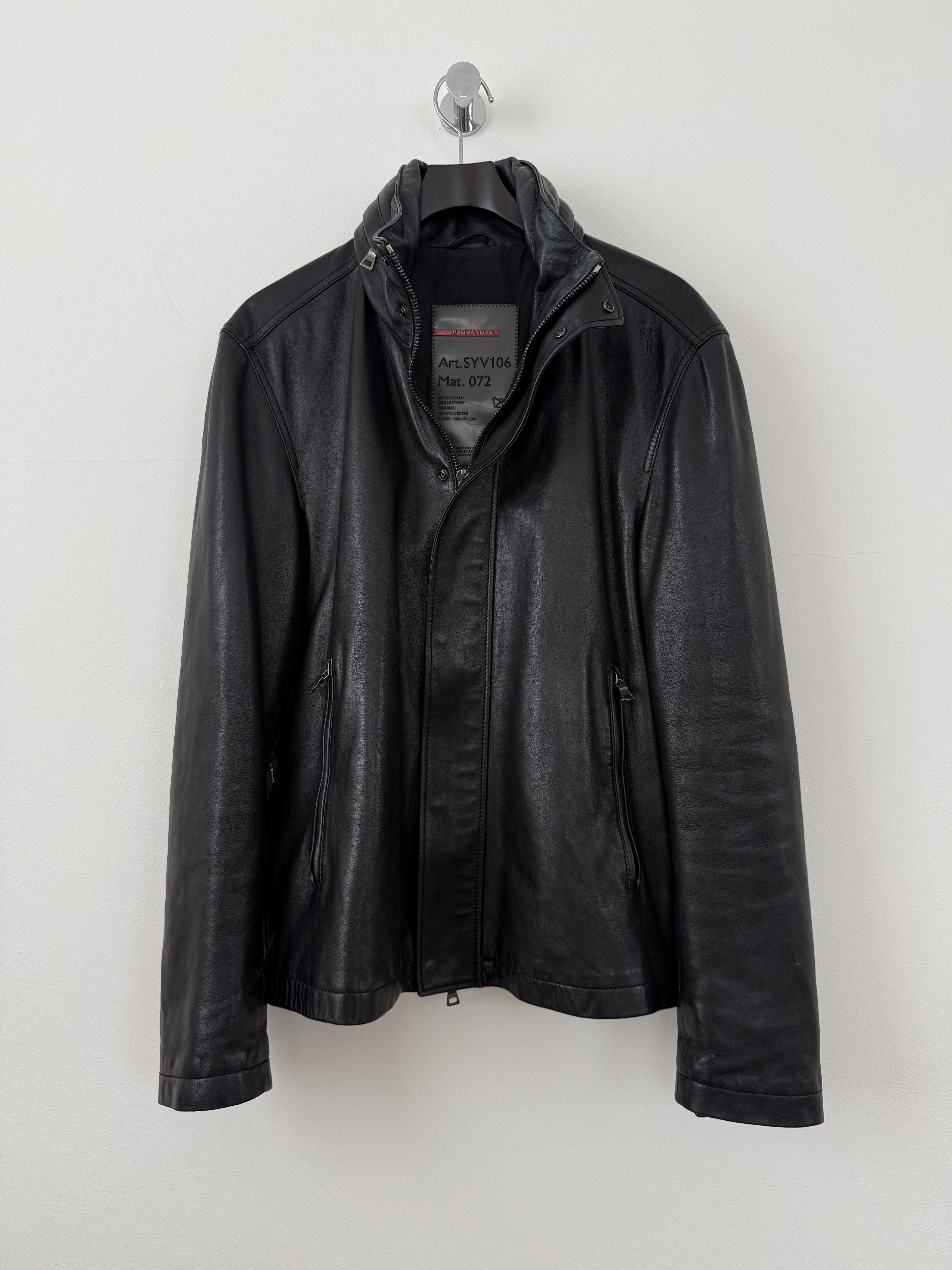Prada 2000s Leather Moto Jacket Size US L / EU 52-54 / 3 - 2 Thumbnail