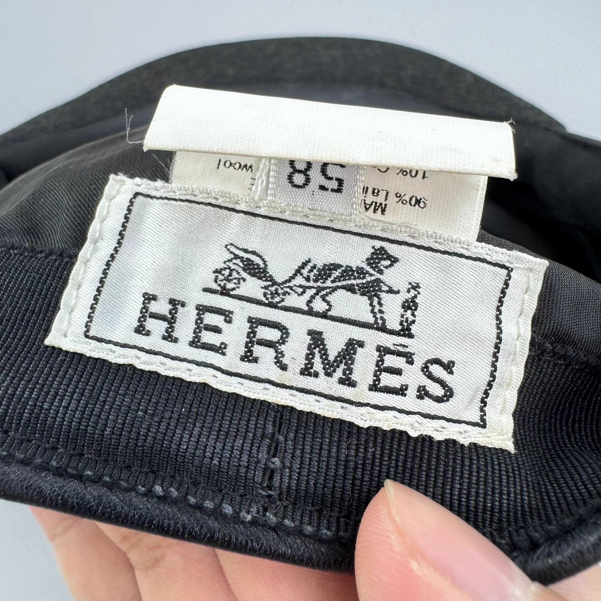 Hermes Hermes Black & Gray Wool Beret 58cm 98 New Size ONE SIZE - 7 Thumbnail