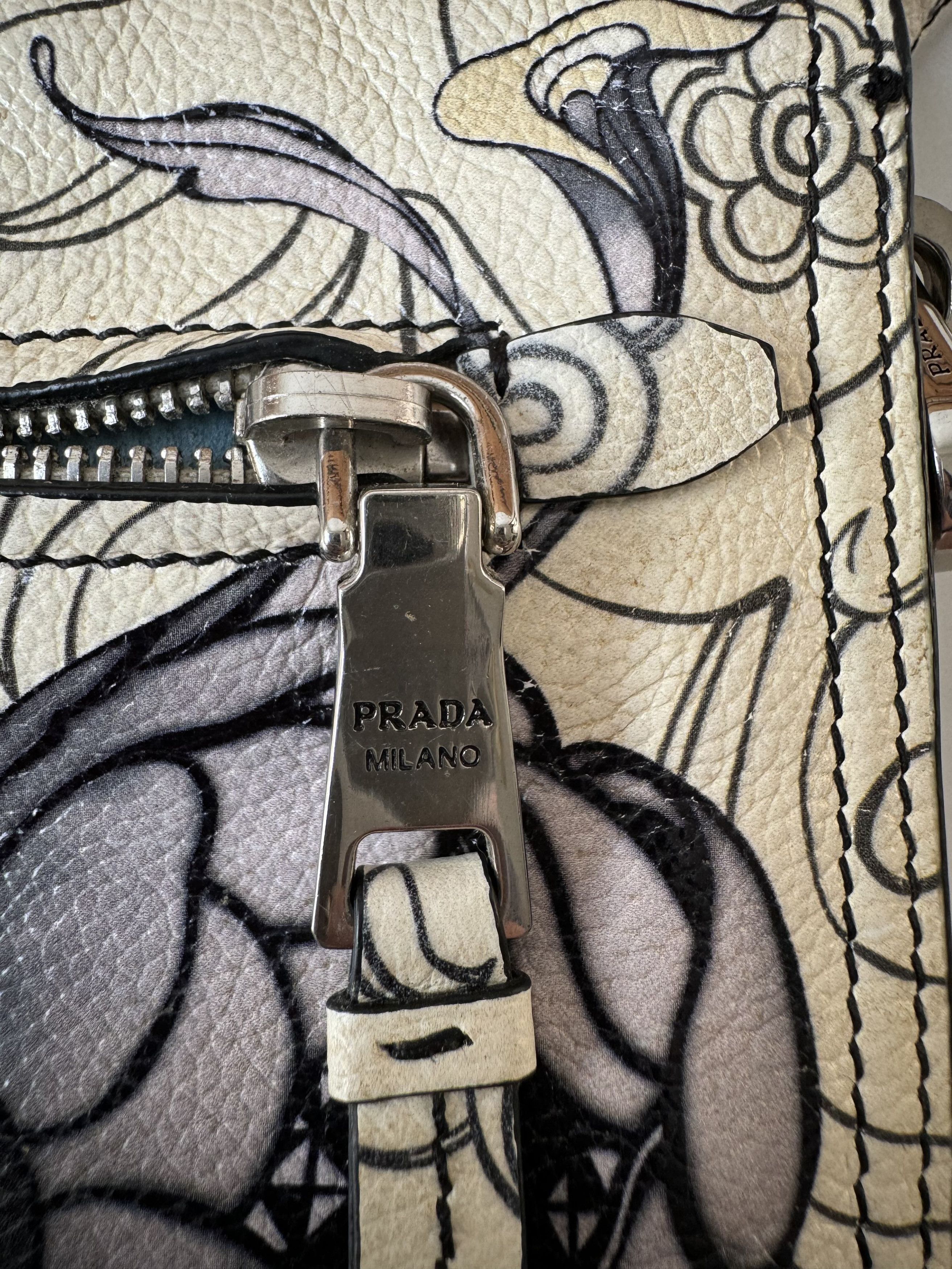 Prada Prada Limited Edition Etiquette Flap Bag Printed Leather Size ONE SIZE - 5 Thumbnail