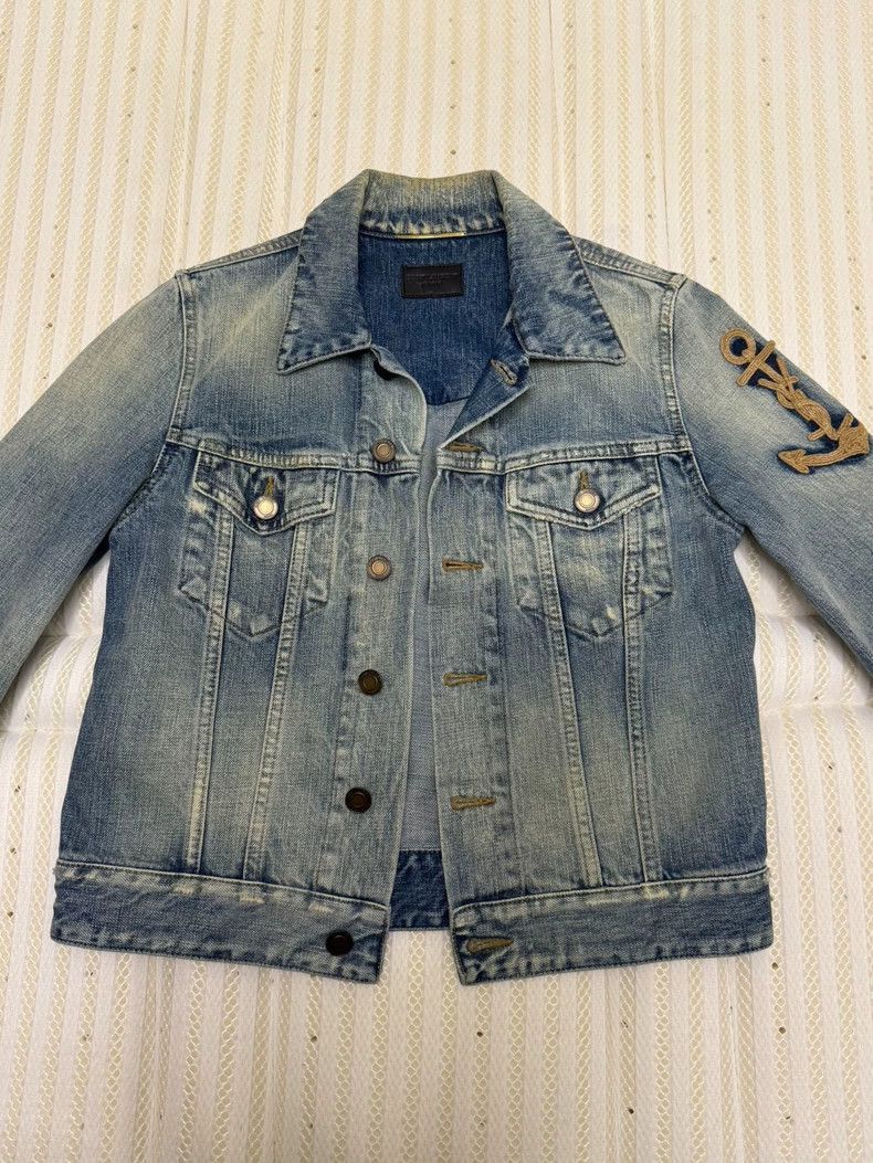 Saint Laurent Paris Embroidered denim jacket-2506