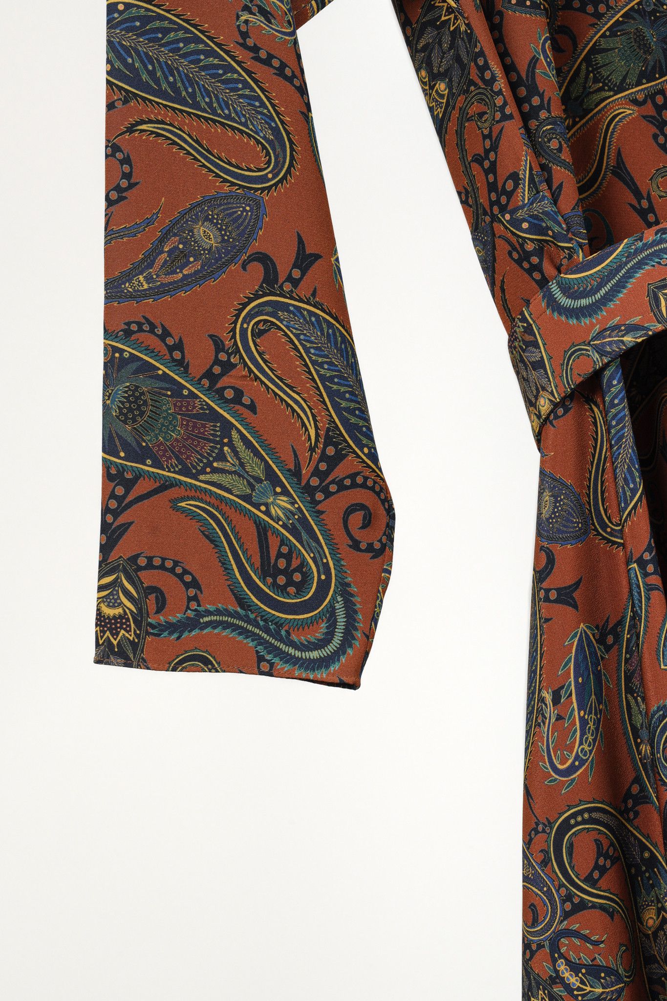 Chloe Chloe Brown & Blue Paisley Silk De Chine Midi Dress Size M / US 6-8 / IT 42-44 - 6 Thumbnail