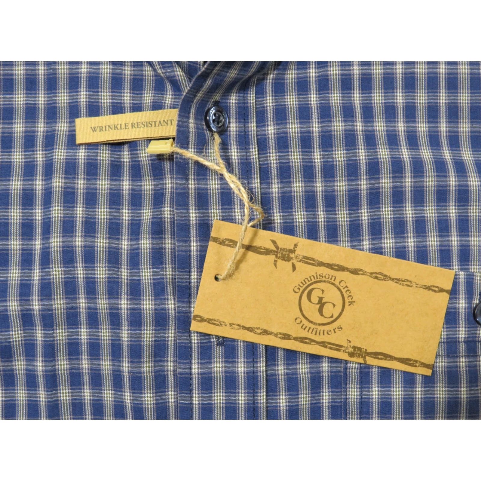 Vintage Gunnison Creek Outfitters Shirt Button-Up Long Sleeve Blue Mens M Tailored Casual Workplace Western Plaid Embroidered Pocket Size US M / EU 48-50 / 2 - 4 Thumbnail