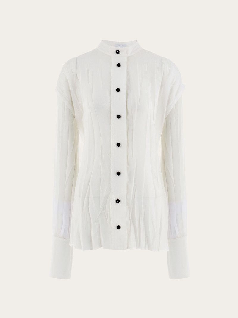 Salvatore Ferragamo o1s1rm0126 Irregular Pleat Shirt in White Size S / US 4 / IT 40 - 1 Thumbnail