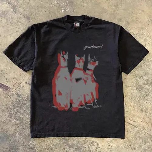 VIBE Doberman Pinscher pattern black vintage loose cotton t-shirt Size US M / EU 48-50 / 2 - 5 Thumbnail