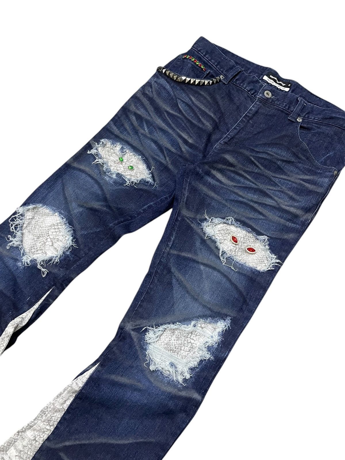 If Six Was Nine × semanticdesign Semantic Design Snake Shedding Skin Stud Flare Stacked Jeans Size US 30 / EU 46 - 3 Thumbnail