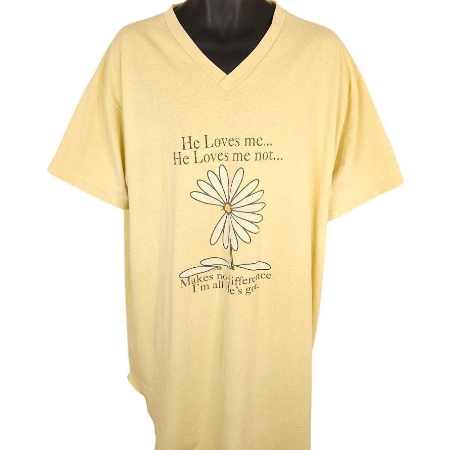 Vintage Vintage He Loves Me T Shirt Womens Size 3XL Yellow 90s Sleep Size 3XL / US 20-22 - 1 Thumbnail