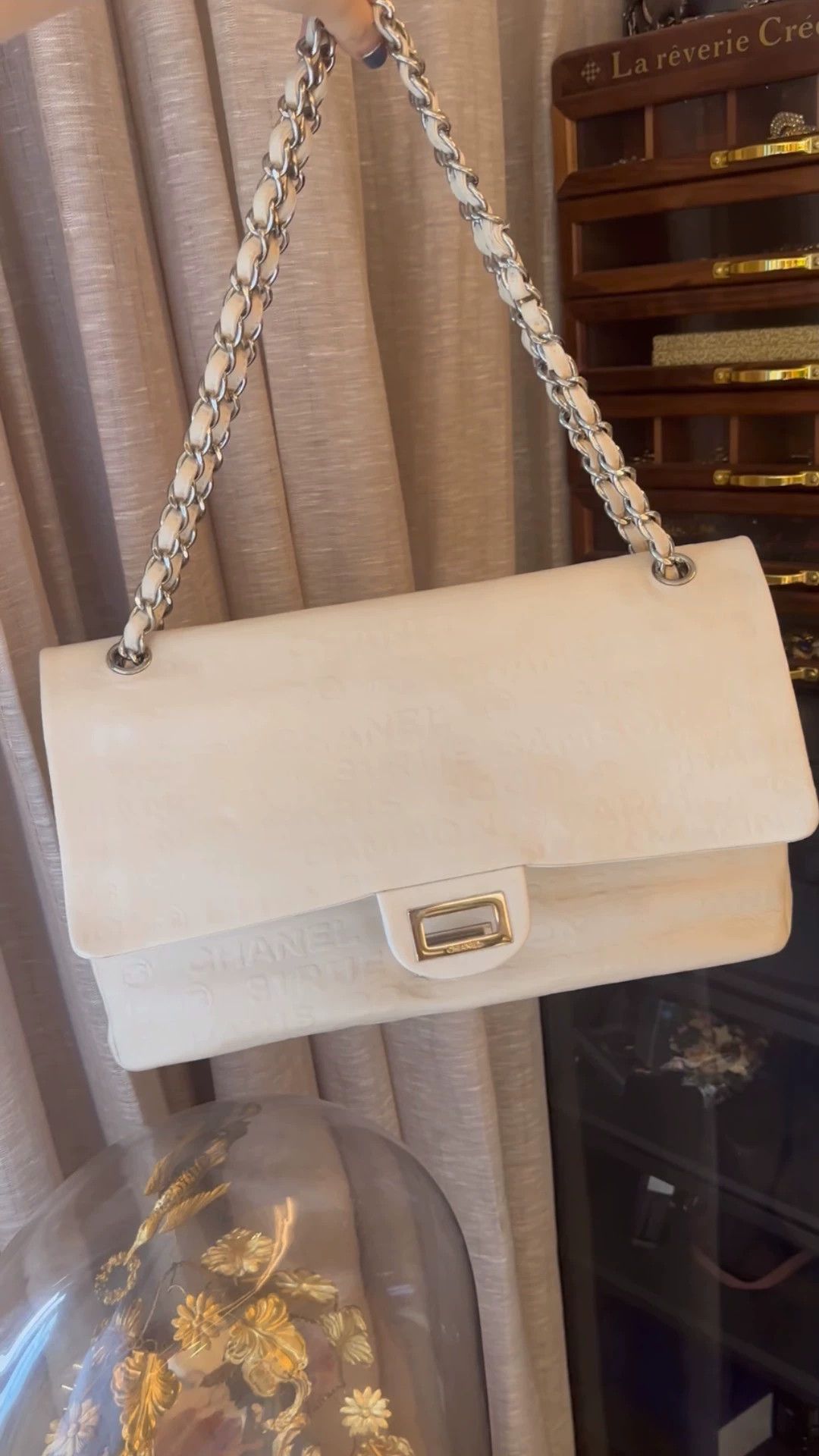 Chanel Chanel 2.55 Flap Bag Ivory Silver Embossed Letter Size ONE SIZE - 1 Thumbnail