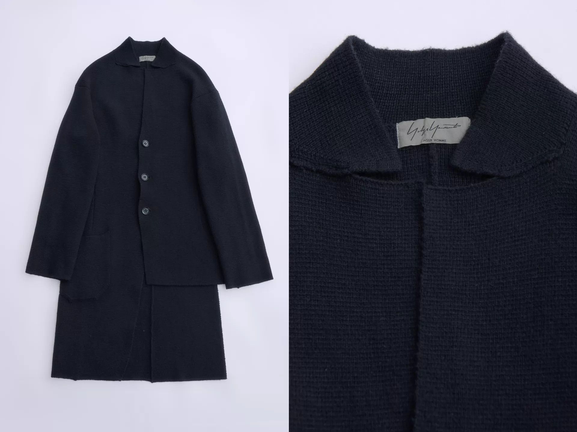 Yohji Yamamoto YOHJI YAMAMOTO 2015AW Men's Black Asymmetric Knit Jacket Size US L / EU 52-54 / 3 - 8 Thumbnail
