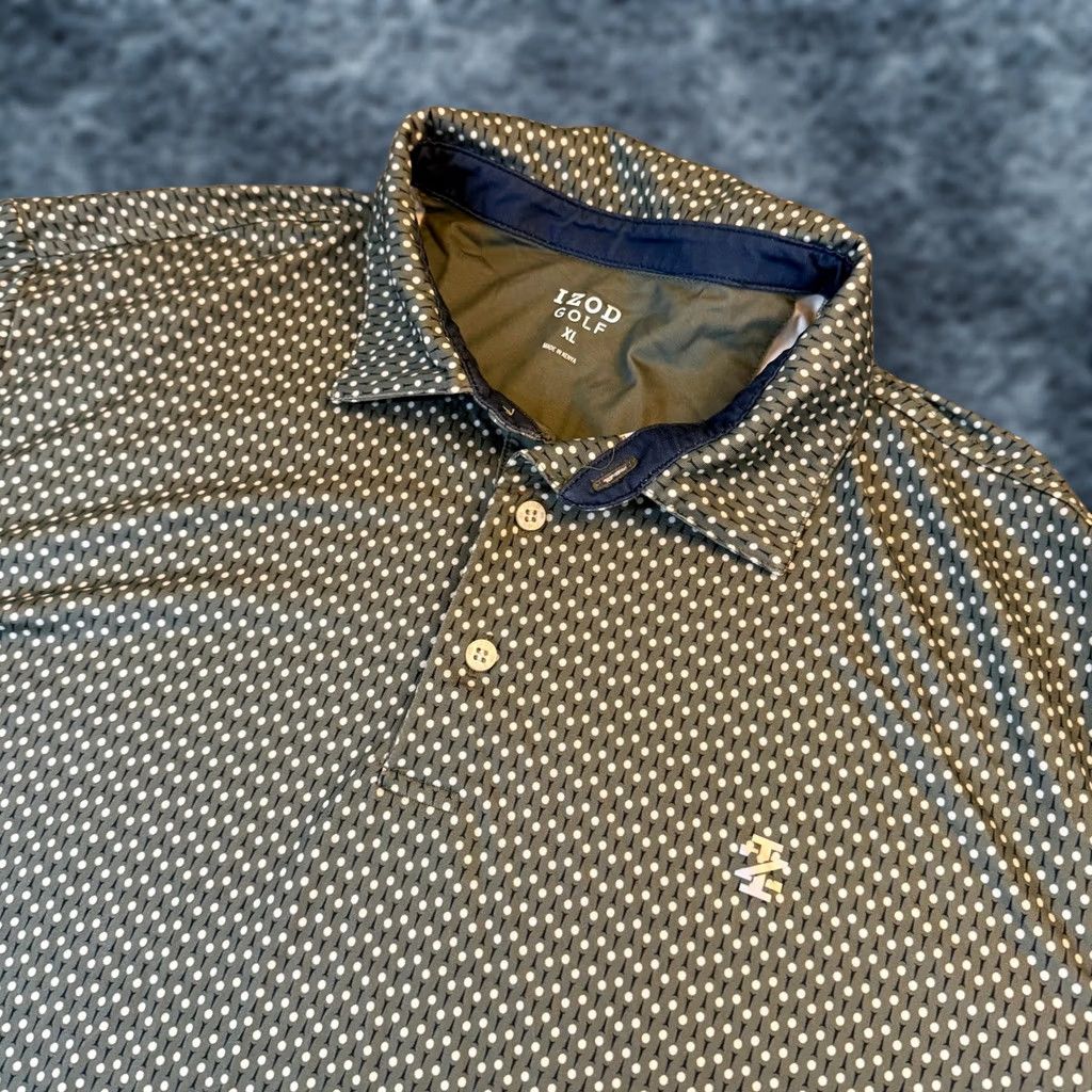 Izod Izod Golf Polo Shirt Mens XL Green Geometric Print Performance Stretch Moisture Wicking Polo Shirt Activewear Casual Mens Size US XL / EU 56 / 4 - 1 Thumbnail