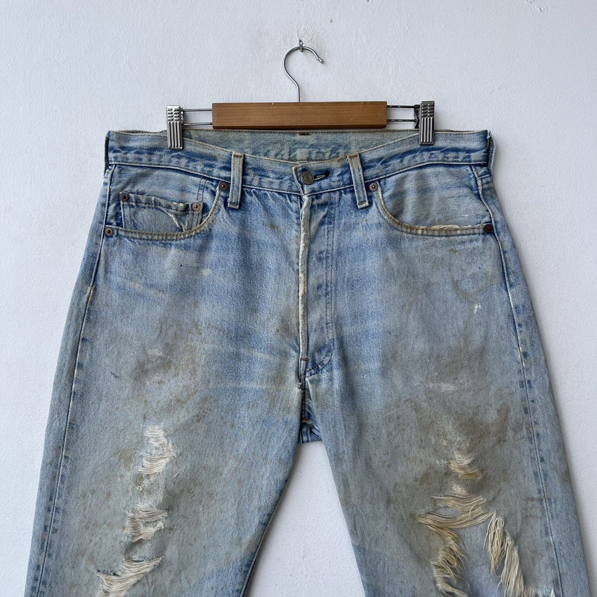 Levi's Thrashed 70s Levi’s 501 Redline Selvedge Denim Shorts Size US 34 / EU 50 - 3 Thumbnail