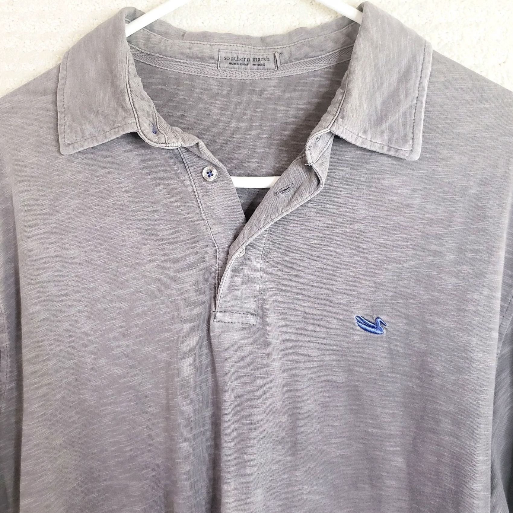 Vintage Southern Marsh Polo Shirt Men’s Large Heather Gray Short Sleeve Performance UV Moisture Wicking Breathable Size US L / EU 52-54 / 3 - 3 Thumbnail
